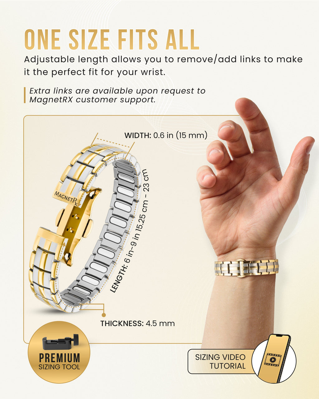 MagnetRX EllipseMAX Magnetic Bracelet for Men (Silver & Gold) — lifestyle worn / used context
