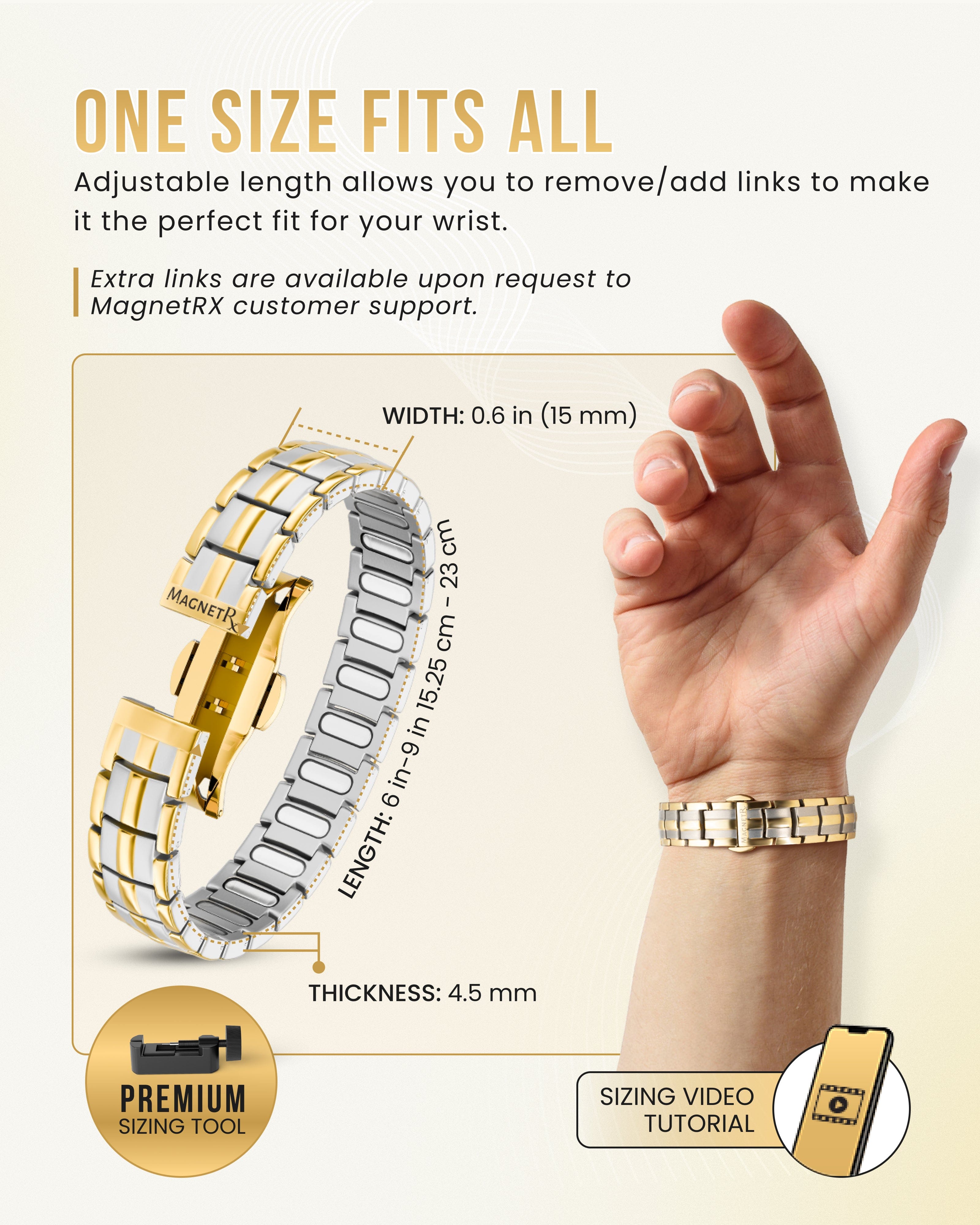 MagnetRX EllipseMAX Magnetic Bracelet for Men (Silver & Gold) — lifestyle worn / used context