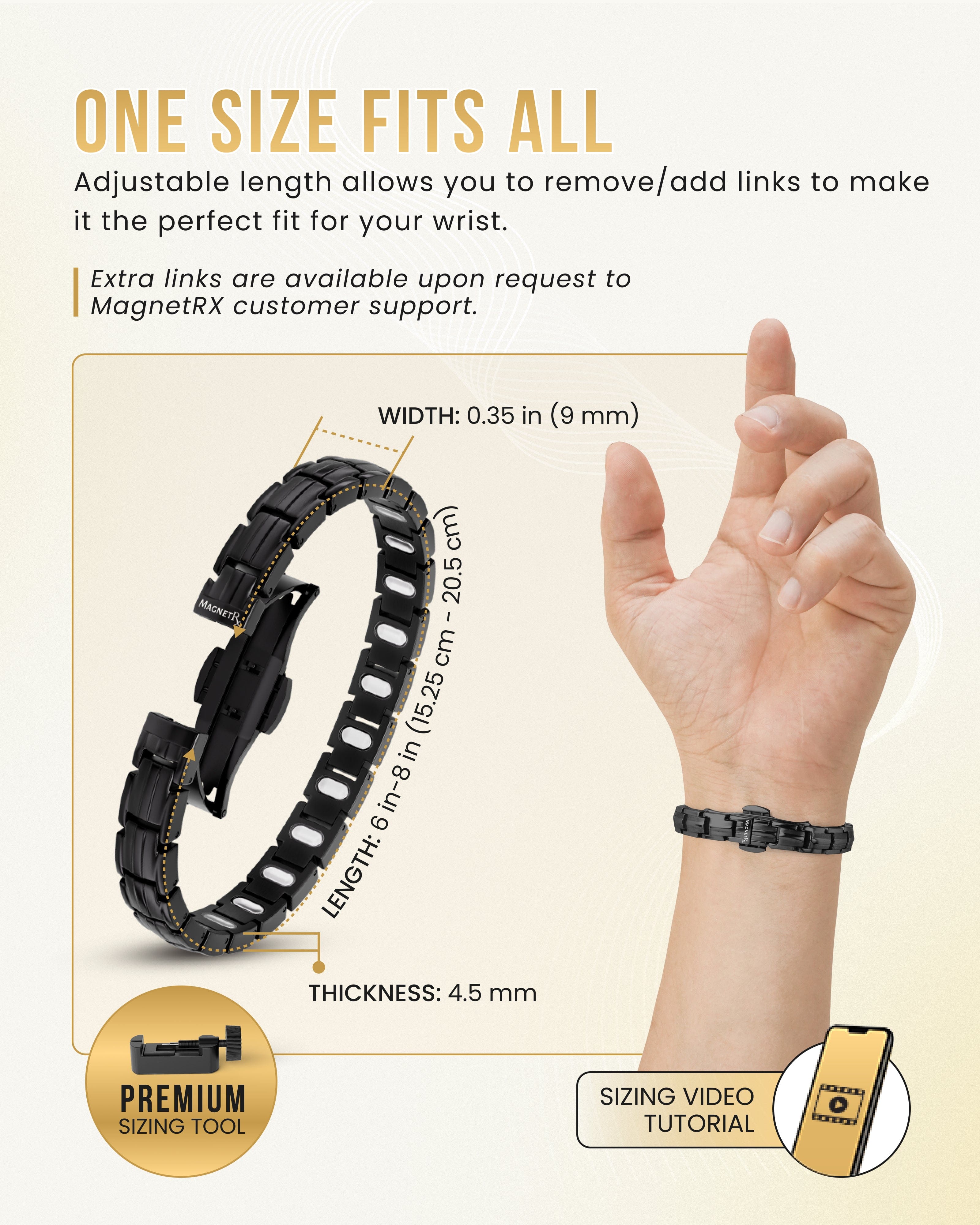 MagnetRX EllipseMAX Magnetic Bracelet for Women (Black) — lifestyle worn / used context