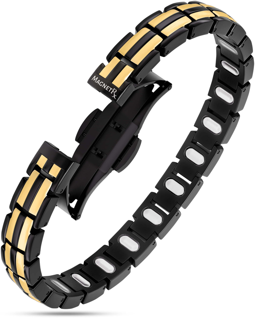 MagnetRX EllipseMAX Magnetic Bracelet for Women (Black & Gold) — main product shot