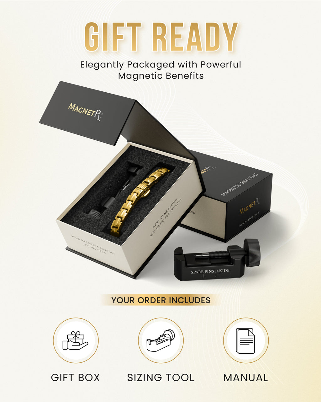 MagnetRX EllipseMAX Magnetic Bracelet for Women (Gold) — detail shot 6