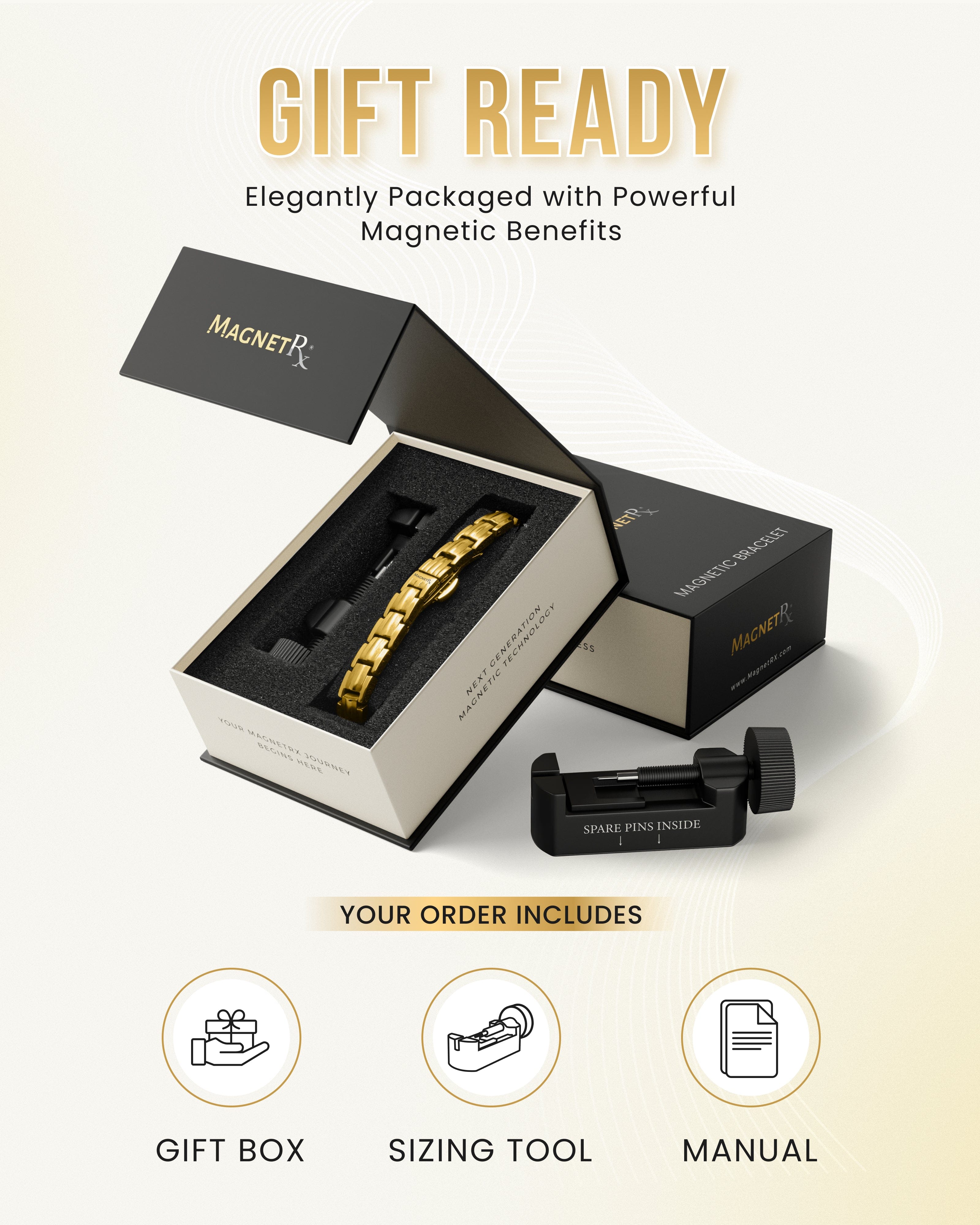 MagnetRX EllipseMAX Magnetic Bracelet for Women (Gold) — detail shot 6