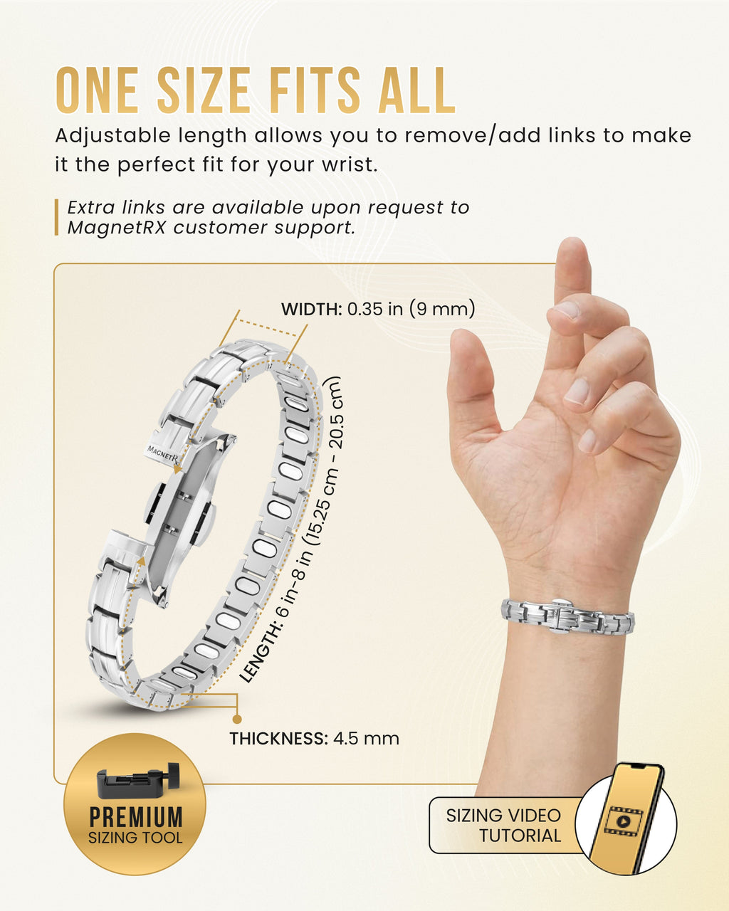 MagnetRX EllipseMAX Magnetic Bracelet for Women (Silver) — lifestyle worn / used context