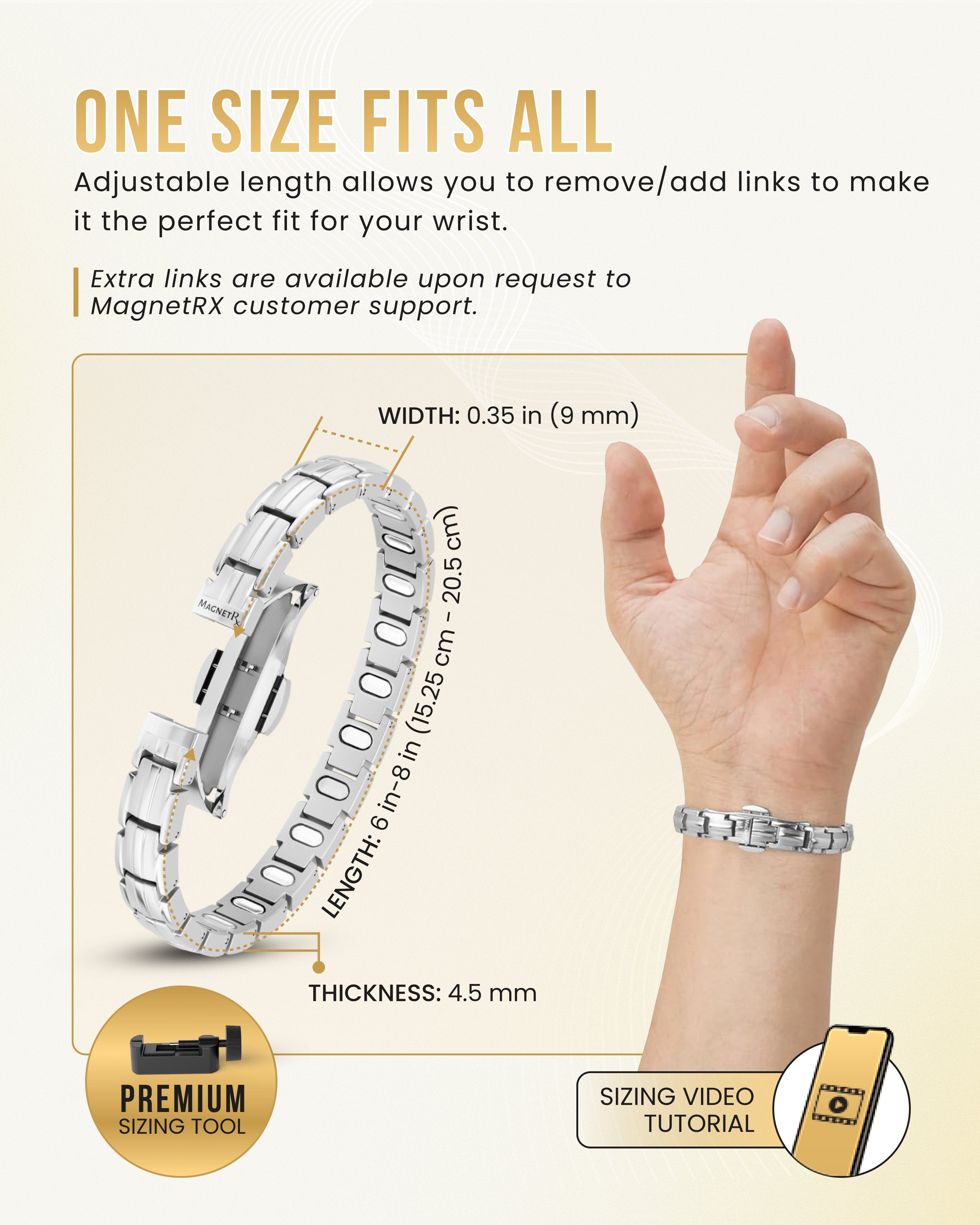 MagnetRX EllipseMAX Magnetic Bracelet for Women (Silver) — lifestyle worn / used context