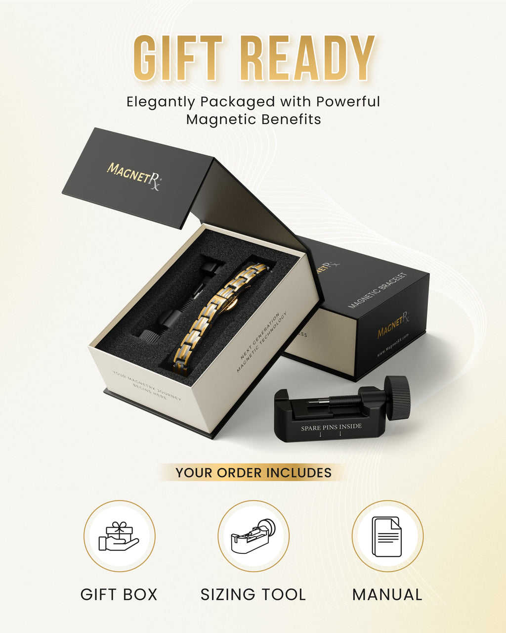 MagnetRX EllipseMAX Magnetic Bracelet for Women (Silver & Gold) — detail shot 6
