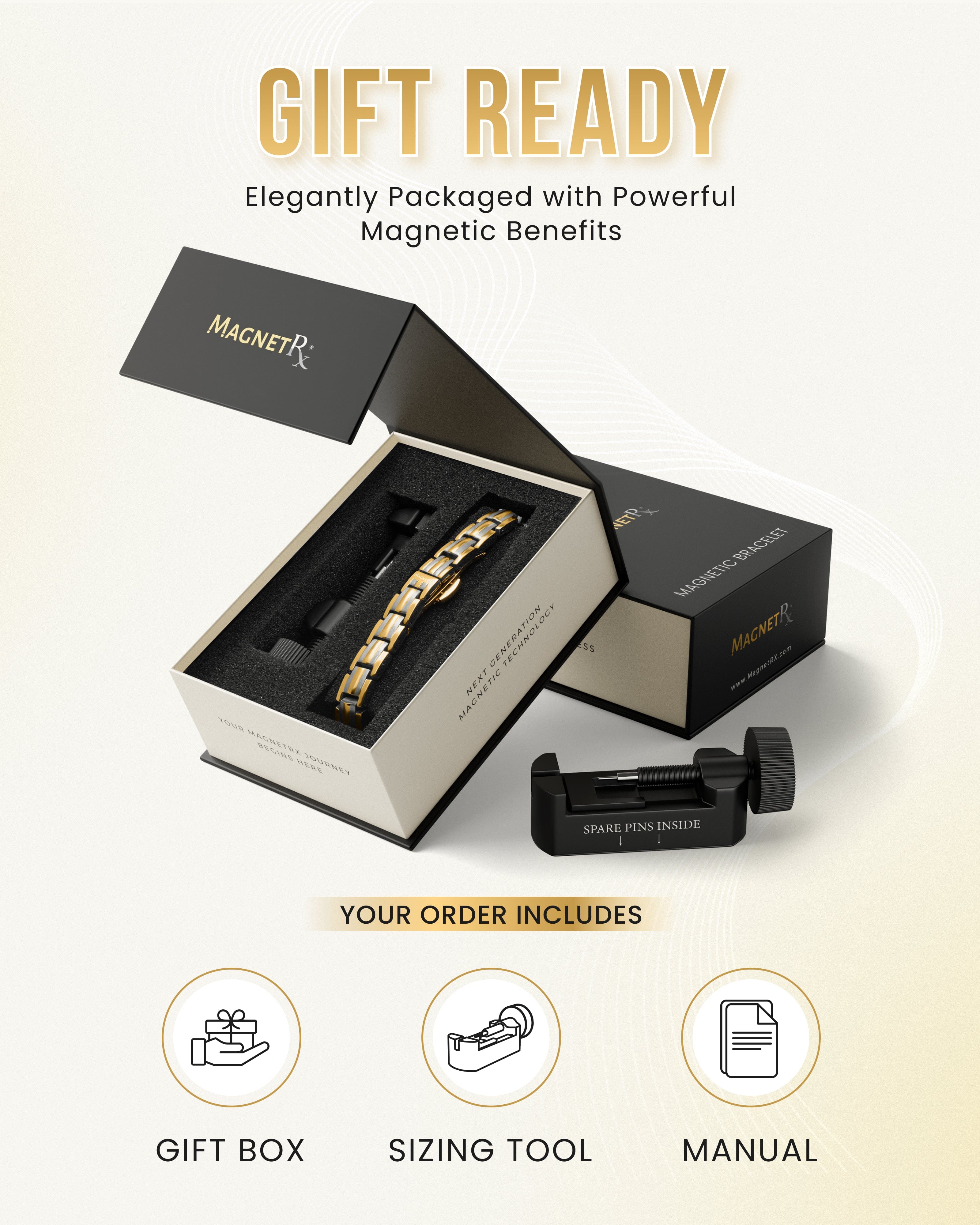 MagnetRX EllipseMAX Magnetic Bracelet for Women (Silver & Gold) — detail shot 6