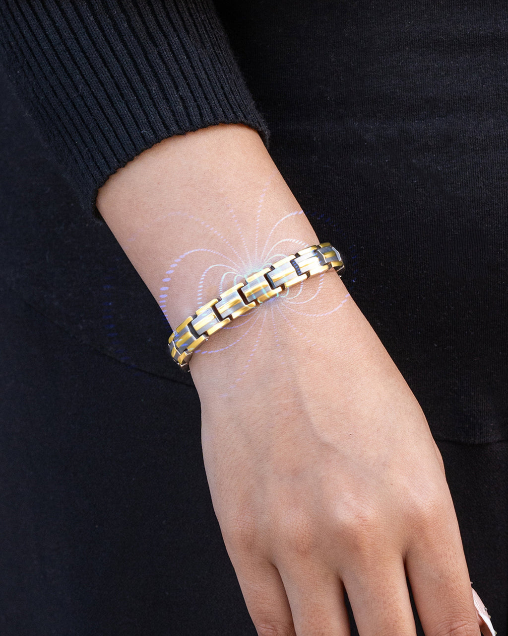 MagnetRX EllipseMAX Magnetic Bracelet for Women (Silver & Gold) — detail shot 8