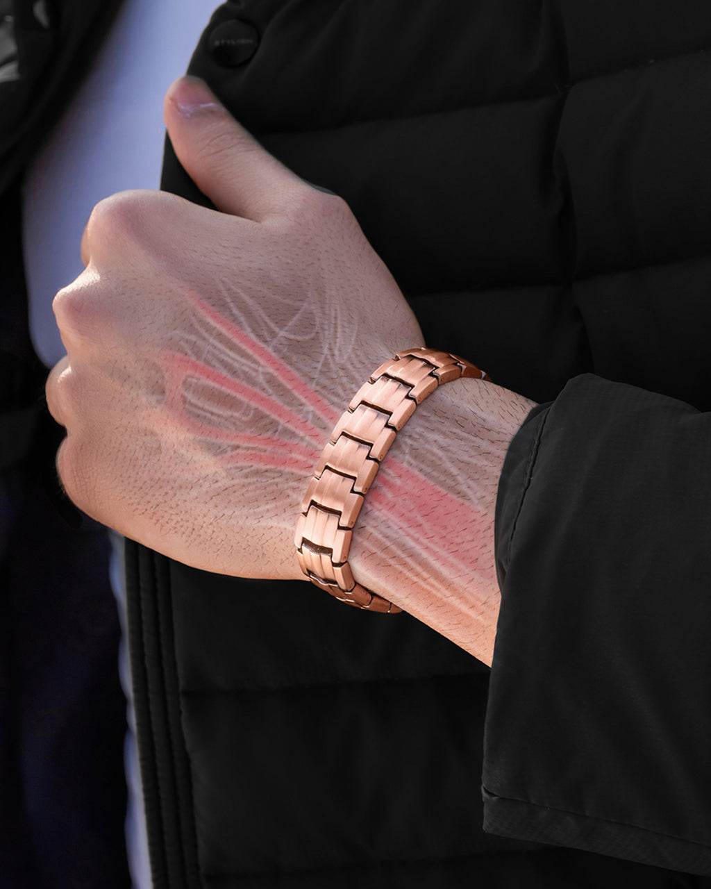MagnetRX EllipseMAX Magnetic Copper Bracelet for Men — construction detail