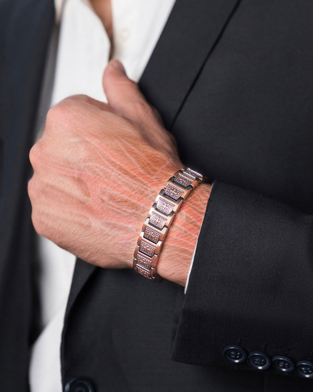 MagnetRX EllipseMAX Magnetic Copper Bracelet for Men (Cross) — detail shot 9