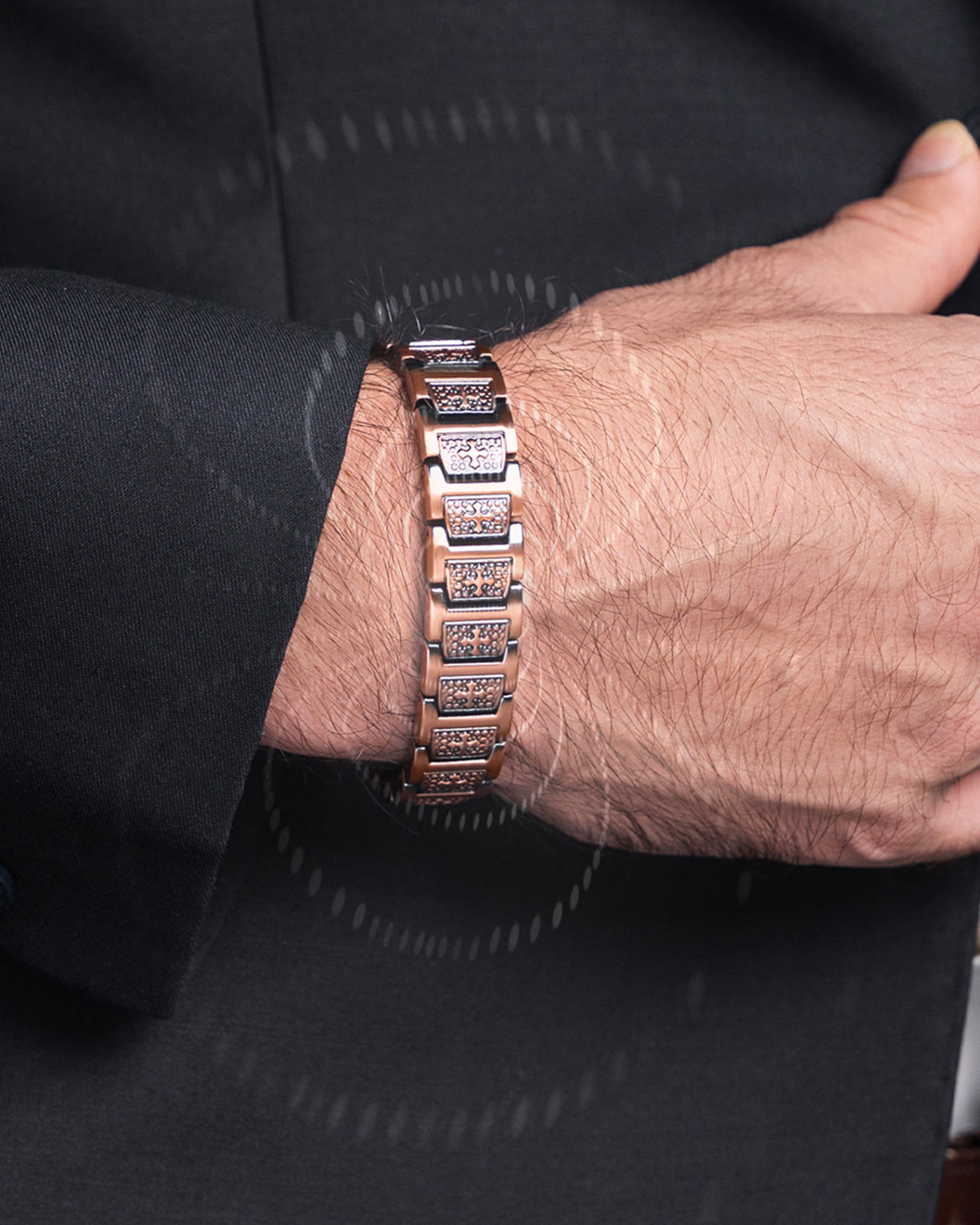 MagnetRX EllipseMAX Magnetic Copper Bracelet for Men (Cross) — construction detail