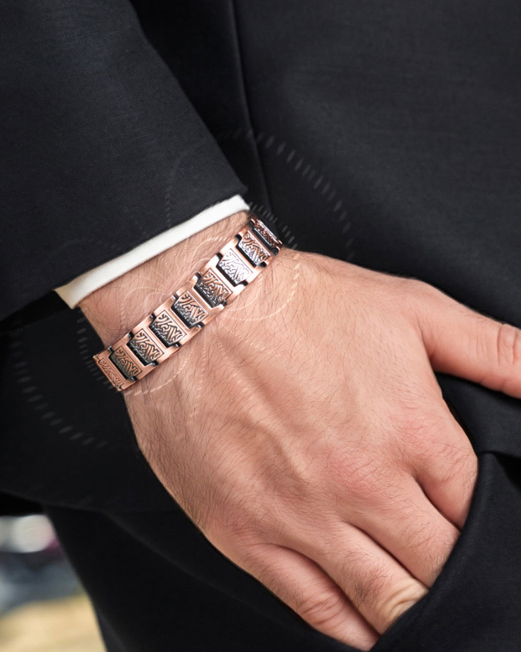 MagnetRX EllipseMAX Magnetic Copper Bracelet for Men (Viking) — construction detail