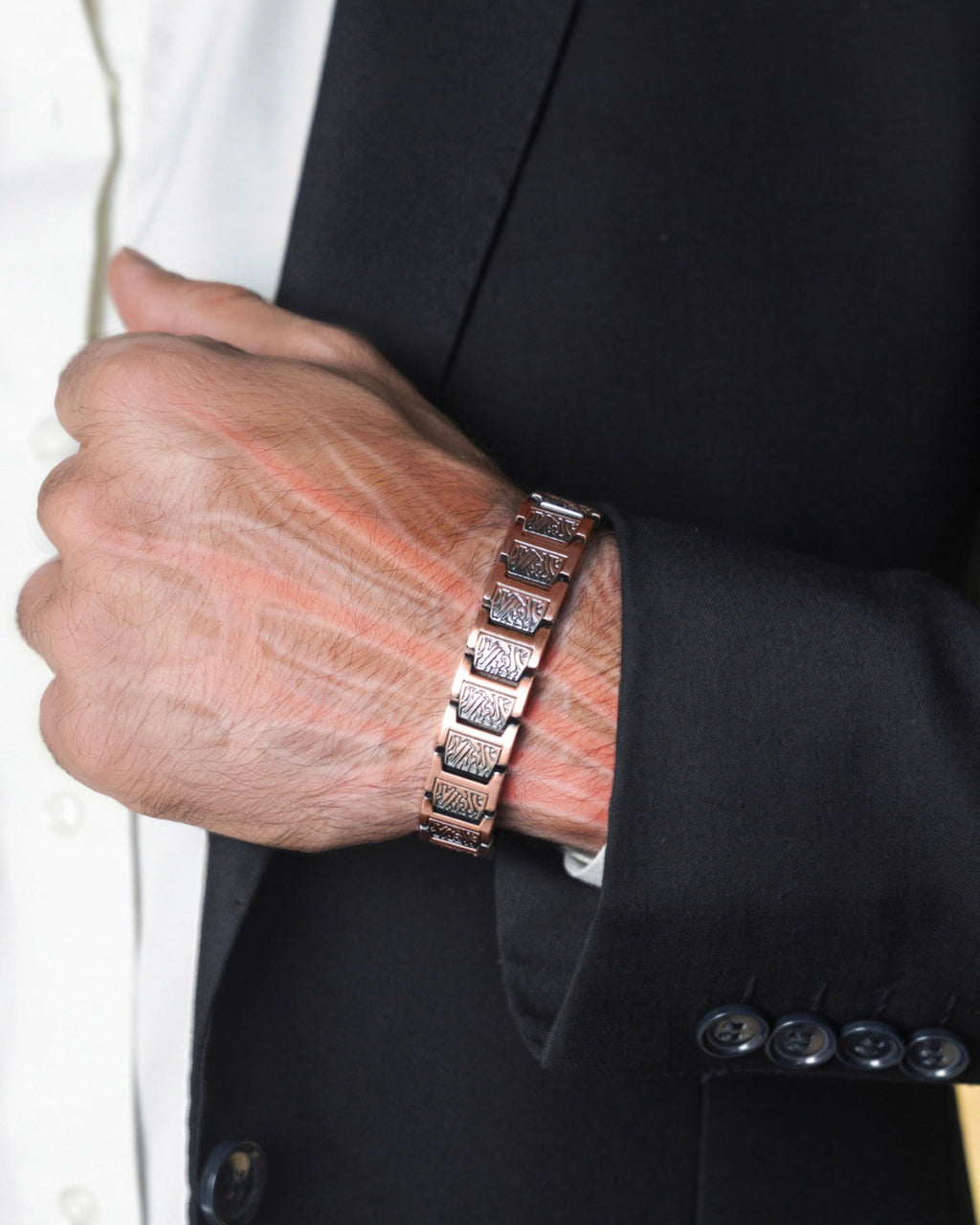 MagnetRX EllipseMAX Magnetic Copper Bracelet for Men (Viking) — detail shot 9