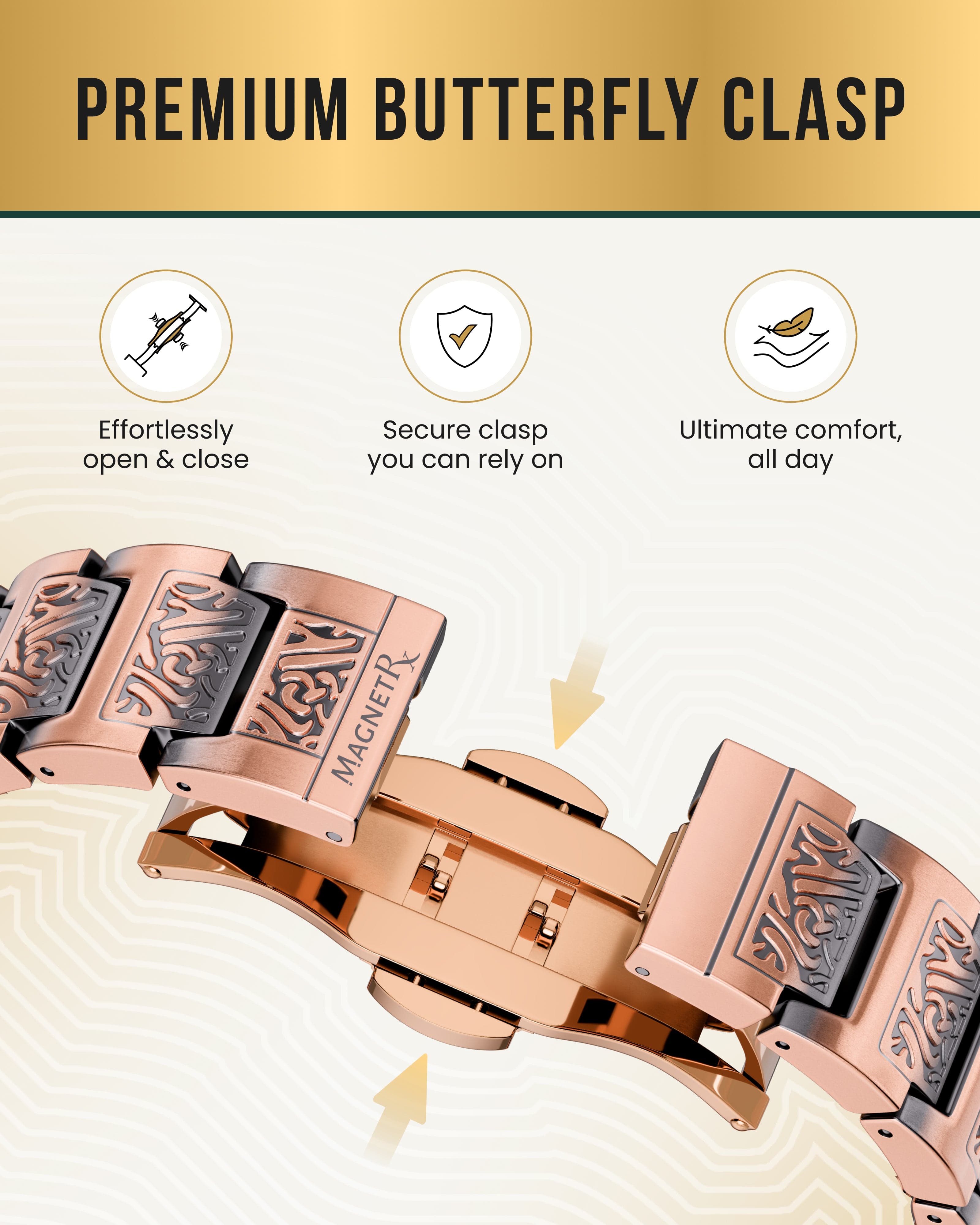 MagnetRX EllipseMAX Magnetic Copper Bracelet for Men (Viking) — MagnetRX branding close-up