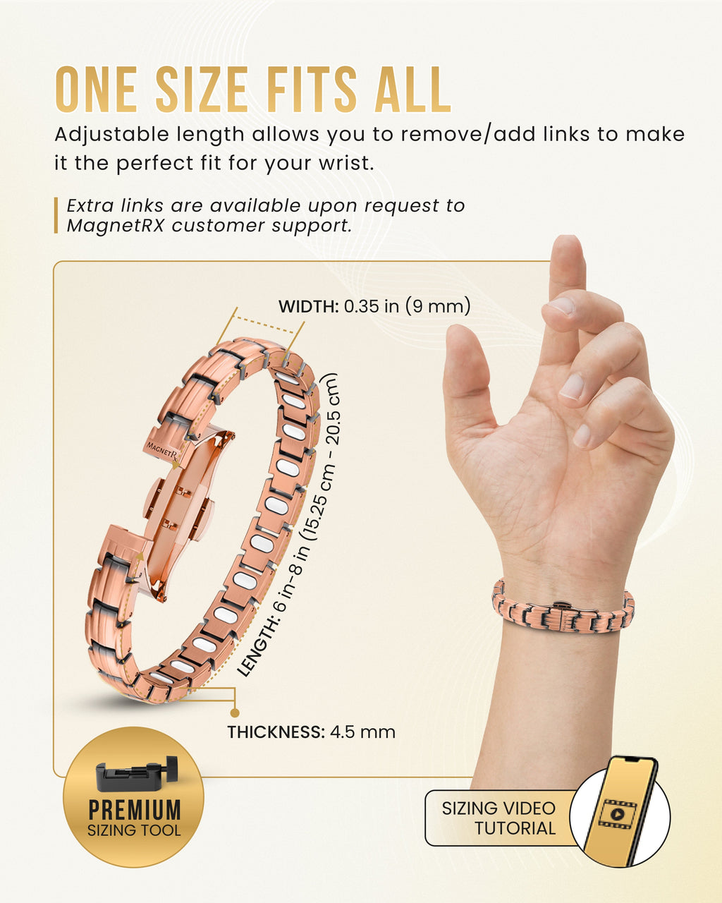 MagnetRX EllipseMAX Magnetic Copper Bracelet for Women — detail shot 6