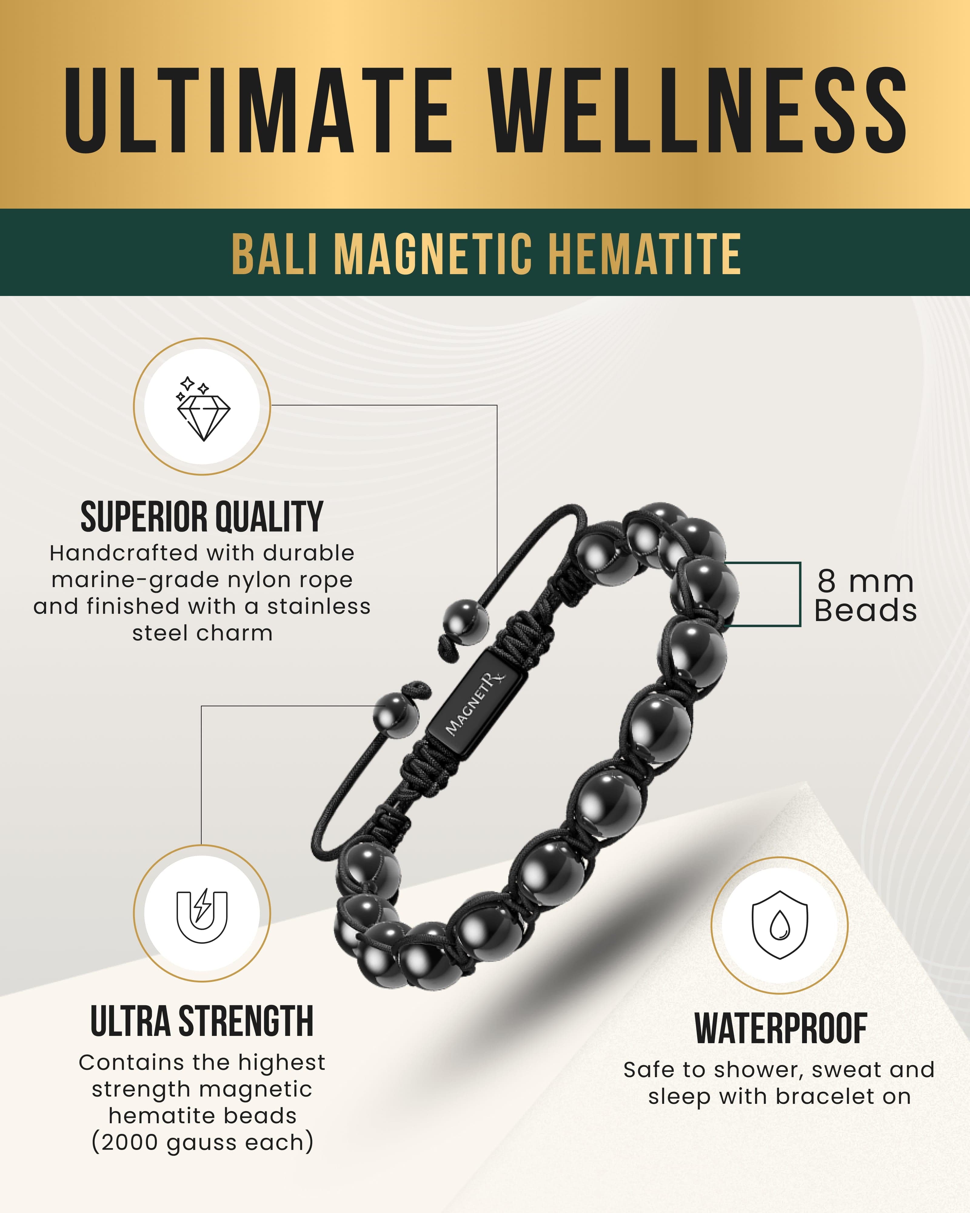 MagnetRX High Power Magnetic Hematite Bracelet Bali Style — bracelet category context