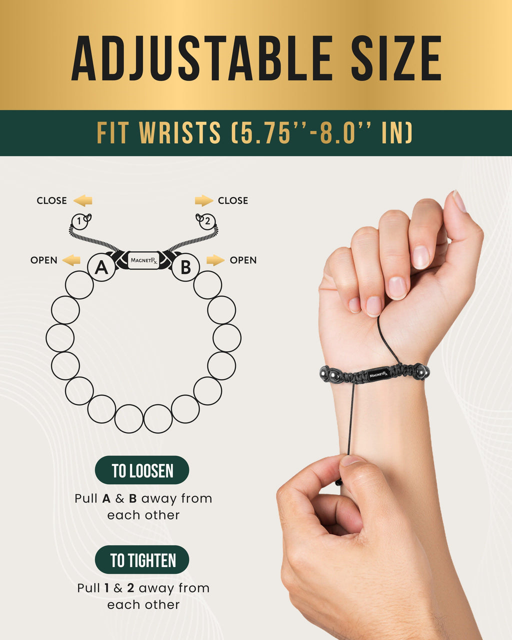 MagnetRX High Power Magnetic Hematite Bracelet Bali Style — lifestyle worn / used context