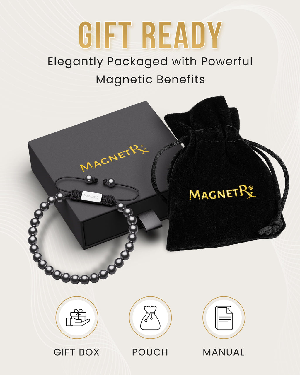 MagnetRX High Power Magnetic Hematite Bracelet Classic 6mm Bead — detail shot 6