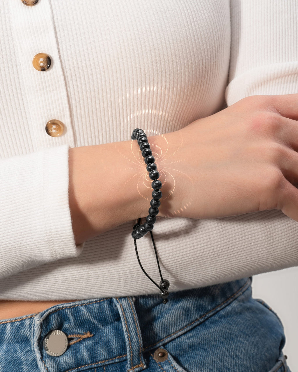 MagnetRX High Power Magnetic Hematite Bracelet Classic 8mm Bead — detail shot 9