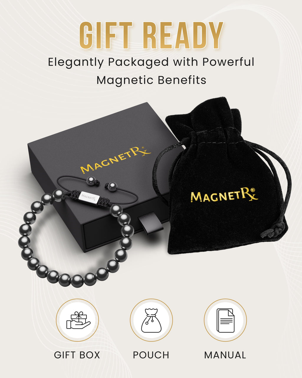 MagnetRX High Power Magnetic Hematite Bracelet Classic 8mm Bead — detail shot 6