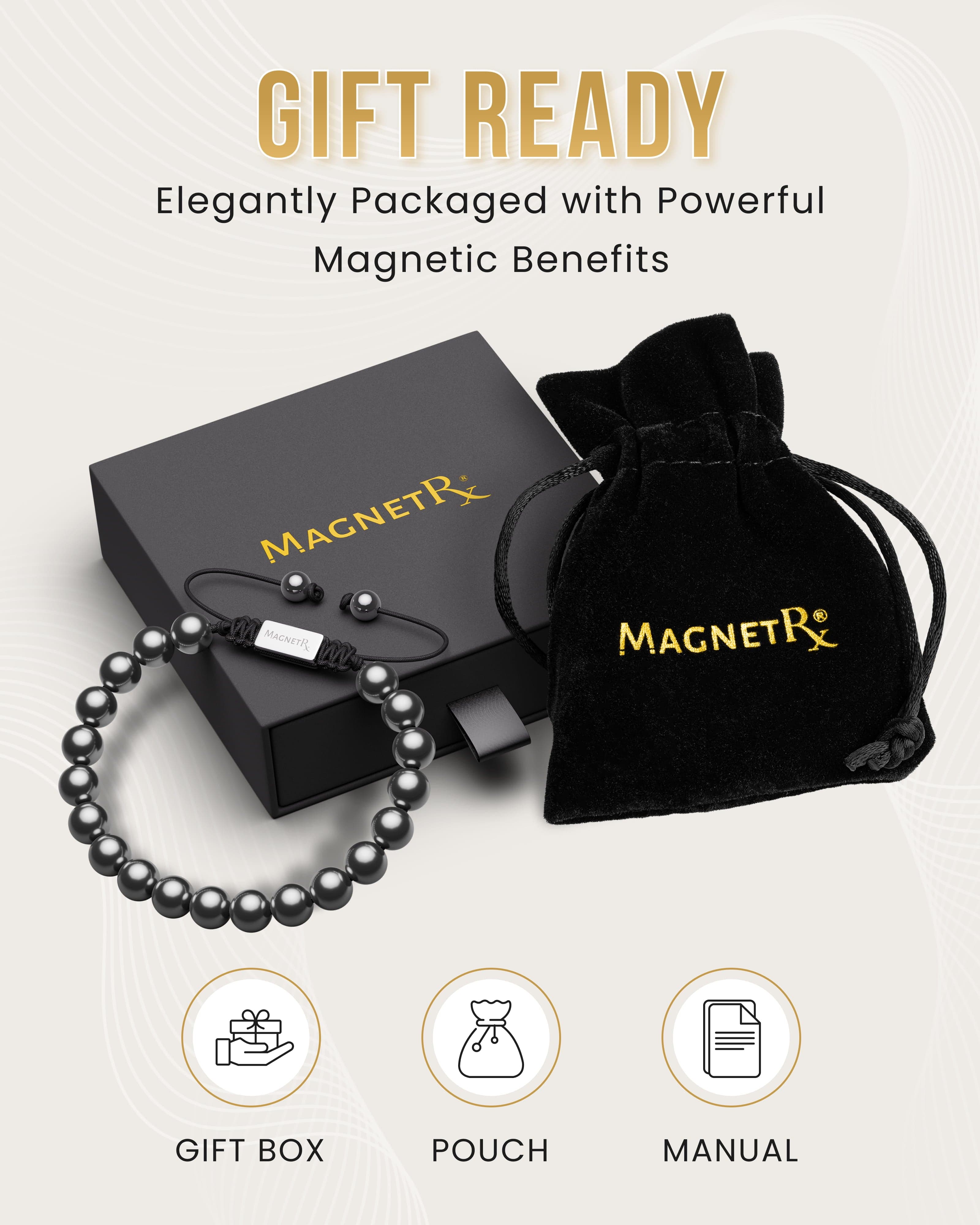 MagnetRX High Power Magnetic Hematite Bracelet Classic 8mm Bead — detail shot 6
