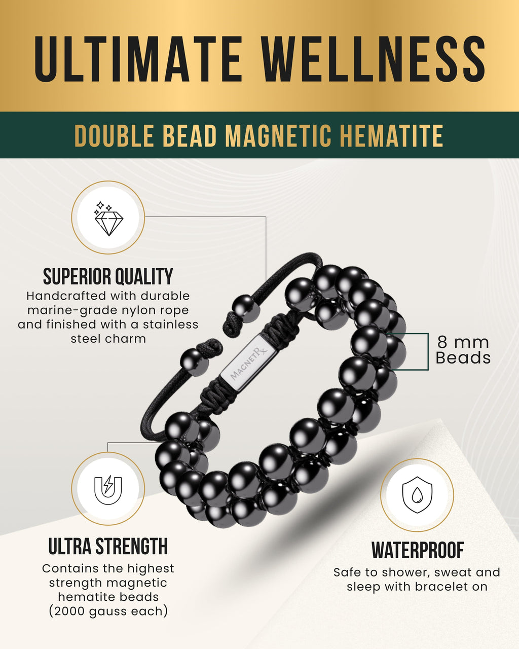MagnetRX High Power Magnetic Hematite Bracelet Double Row — bracelet category context