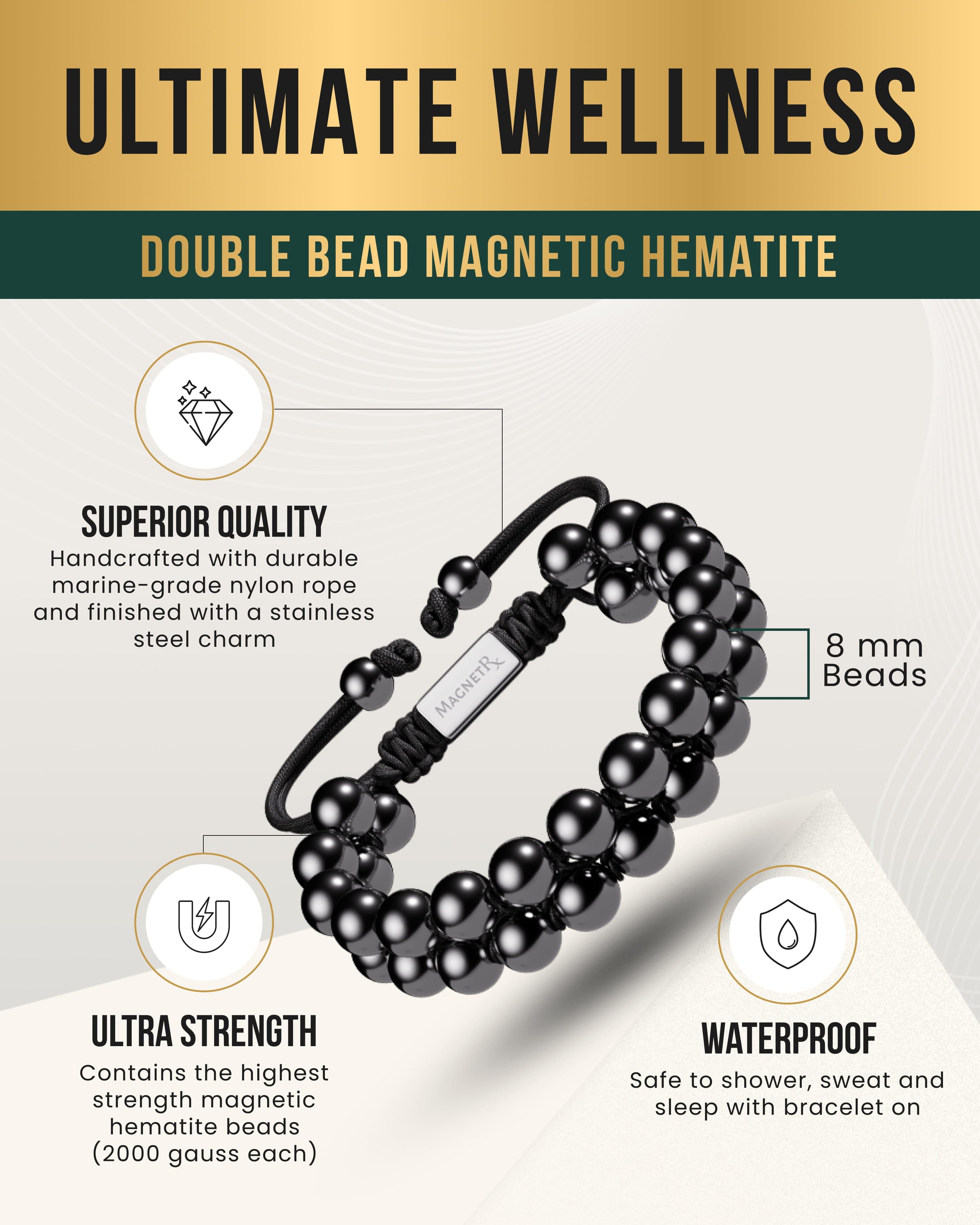 MagnetRX High Power Magnetic Hematite Bracelet Double Row — bracelet category context
