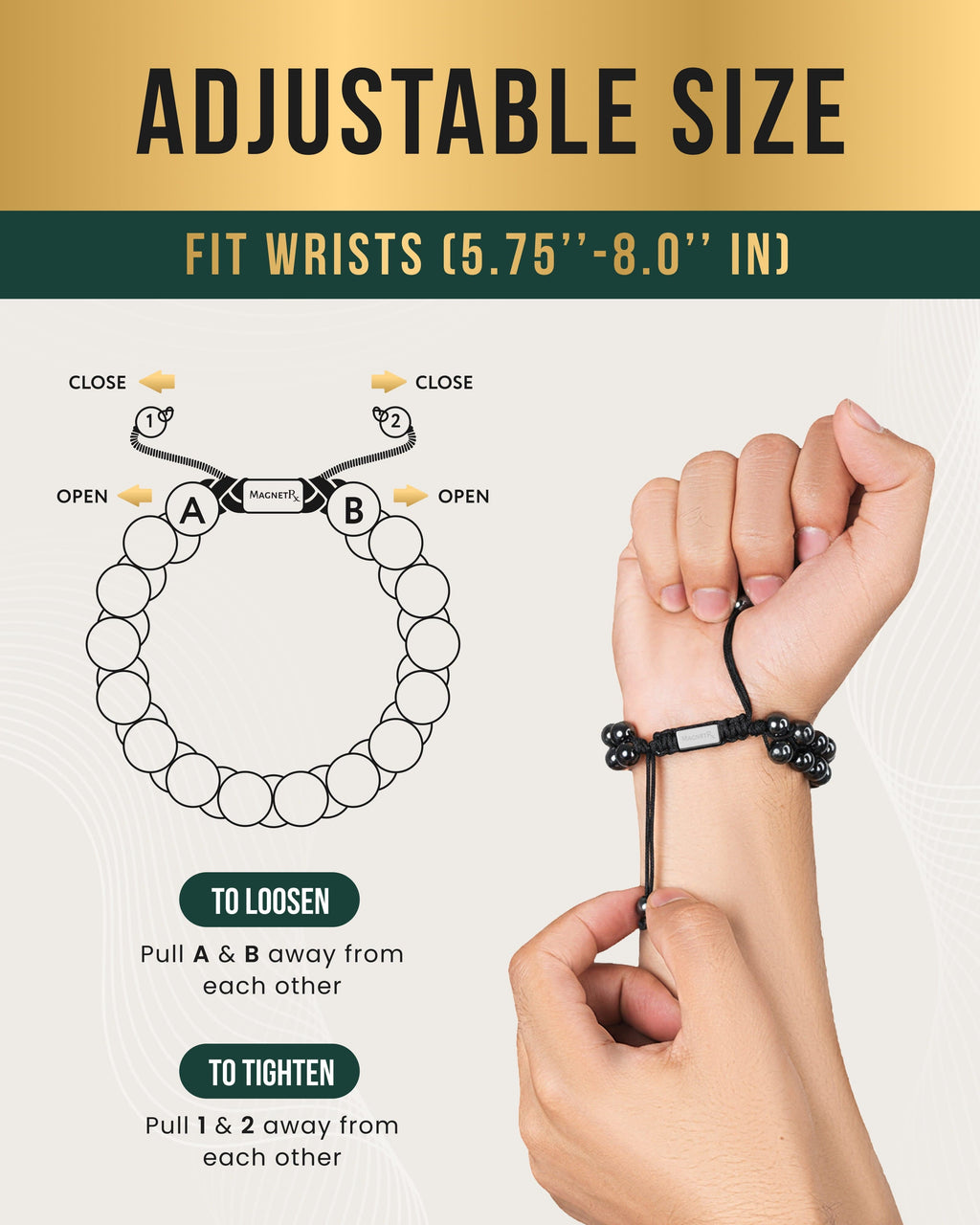 MagnetRX High Power Magnetic Hematite Bracelet Double Row — lifestyle worn / used context