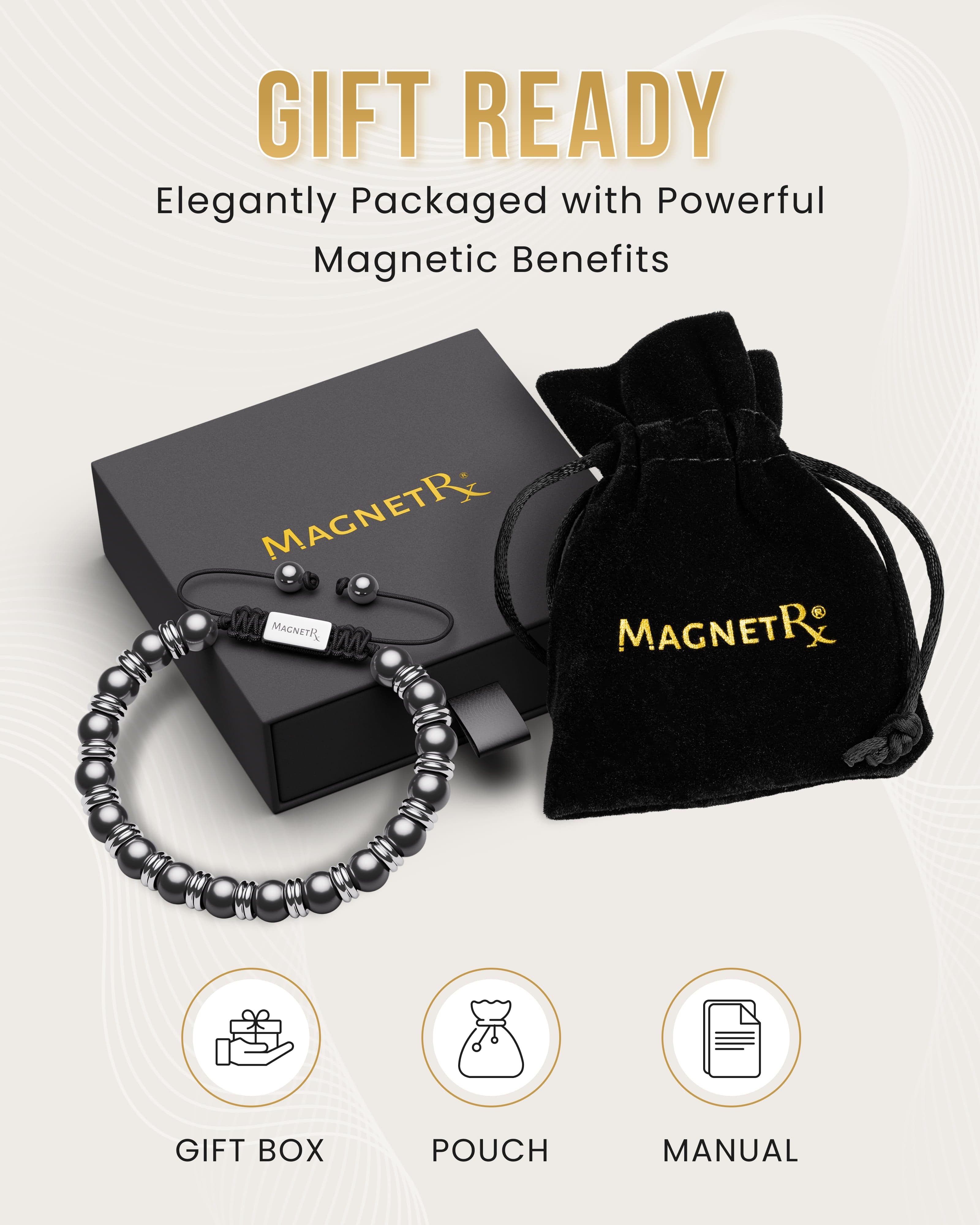 MagnetRX High Power Magnetic Hematite Bracelet Silver Titan — detail shot 6