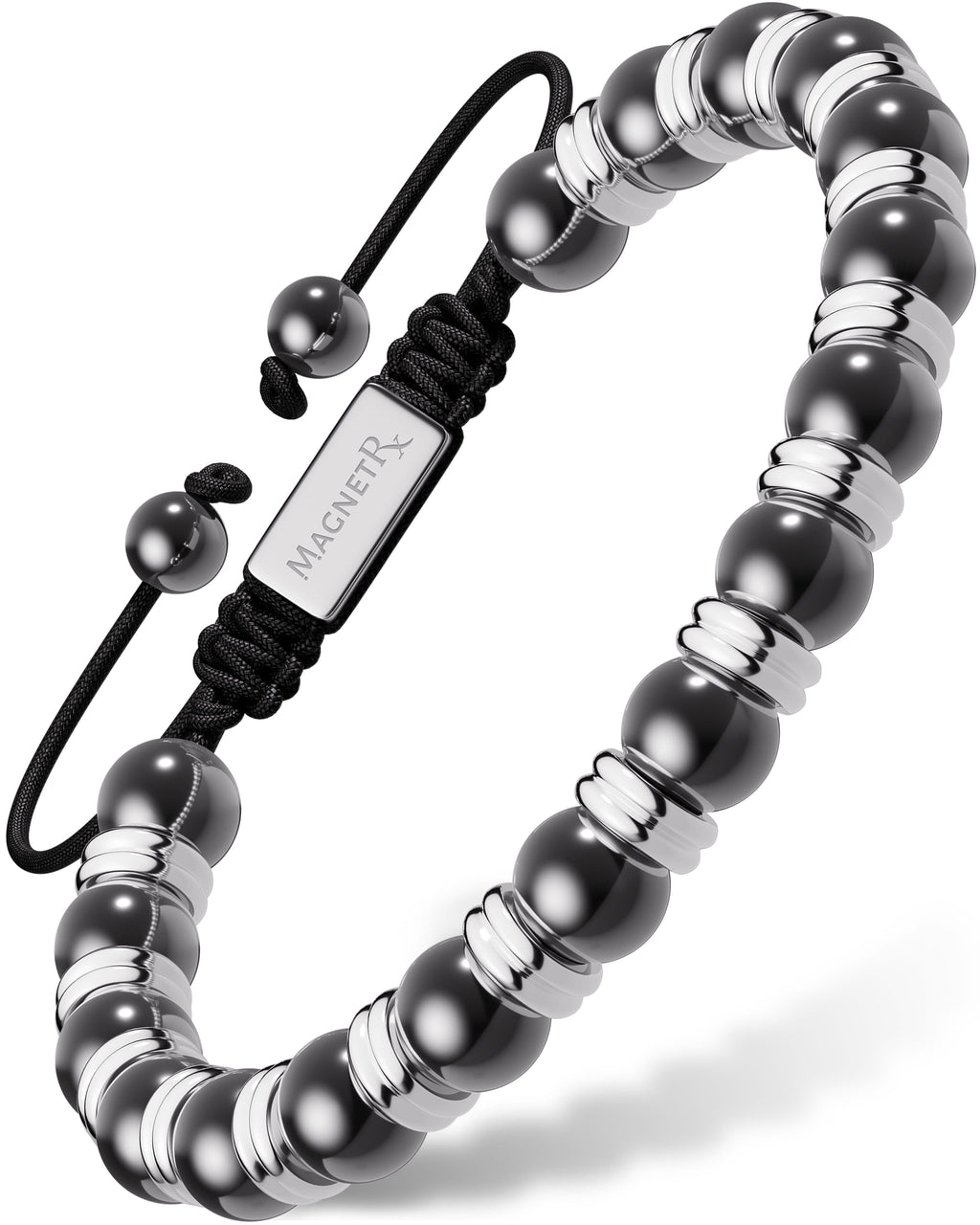 MagnetRX High Power Magnetic Hematite Bracelet Silver Titan — main product shot