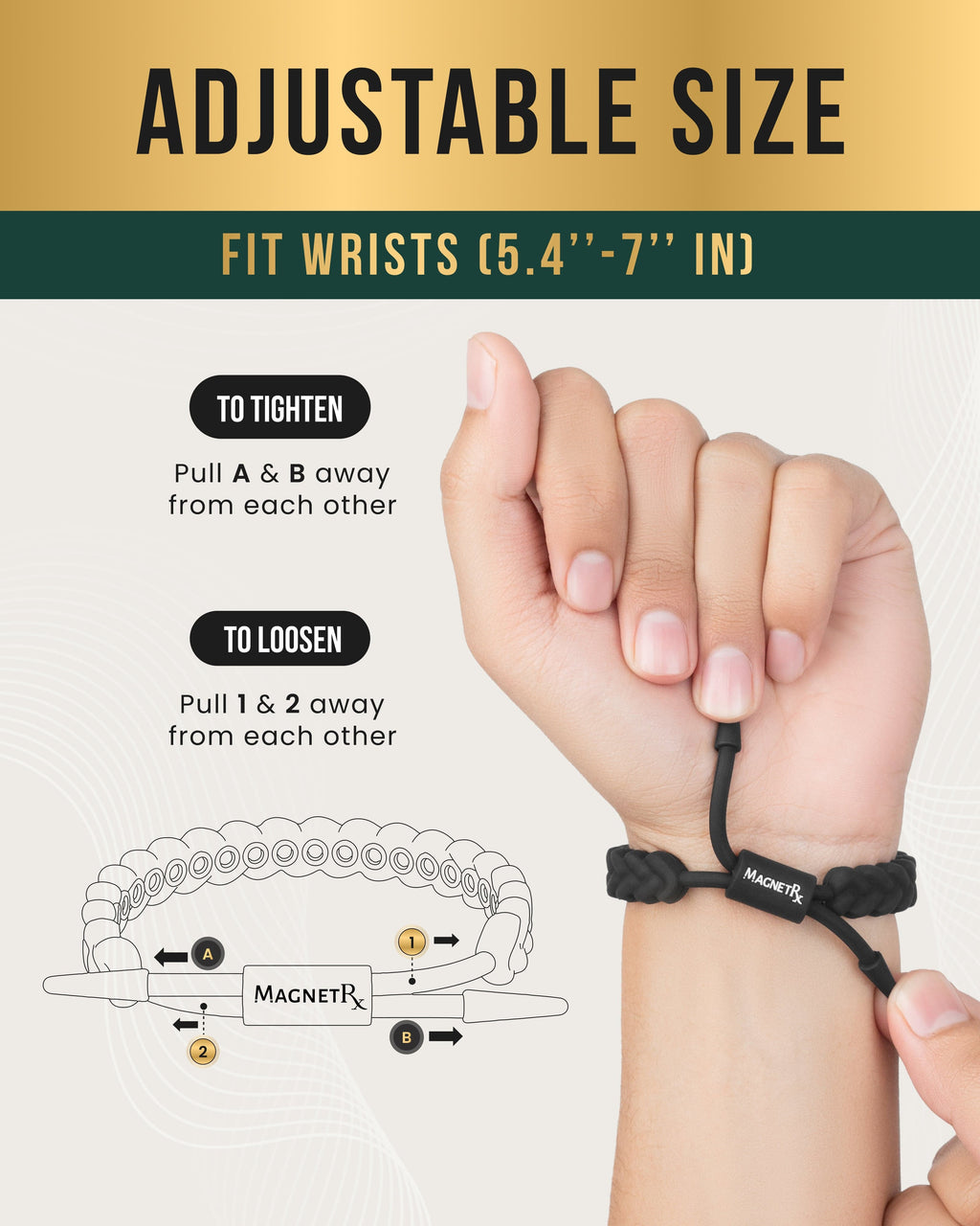 MagnetRX Magnetic Silicone Golf Bracelets (Braided) — MagnetRX branding close-up