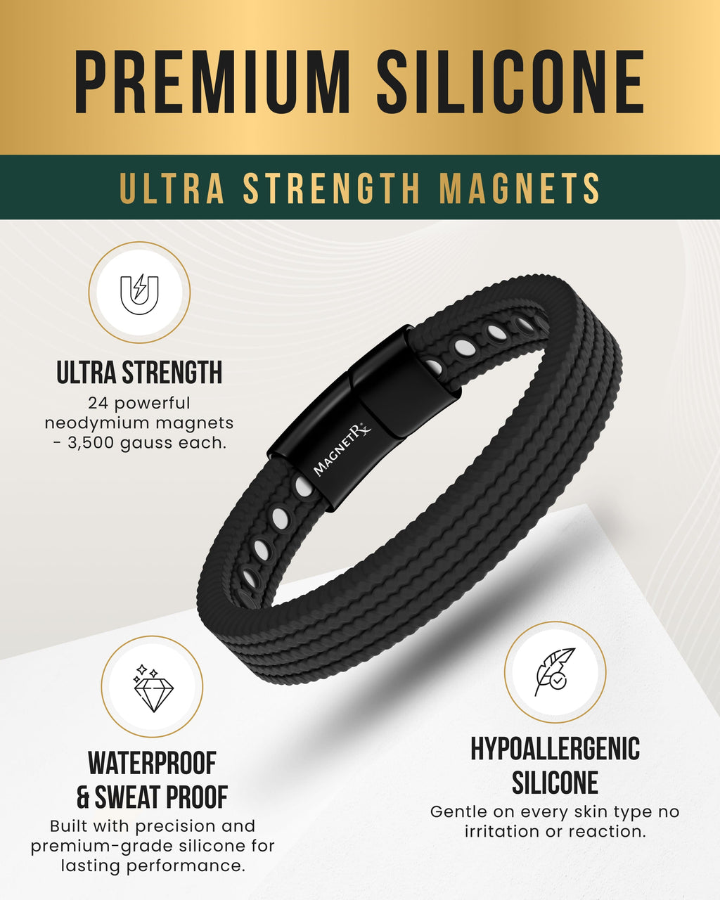 MagnetRX Magnetic Silicone Golf Bracelets (Classic) — bracelet category context