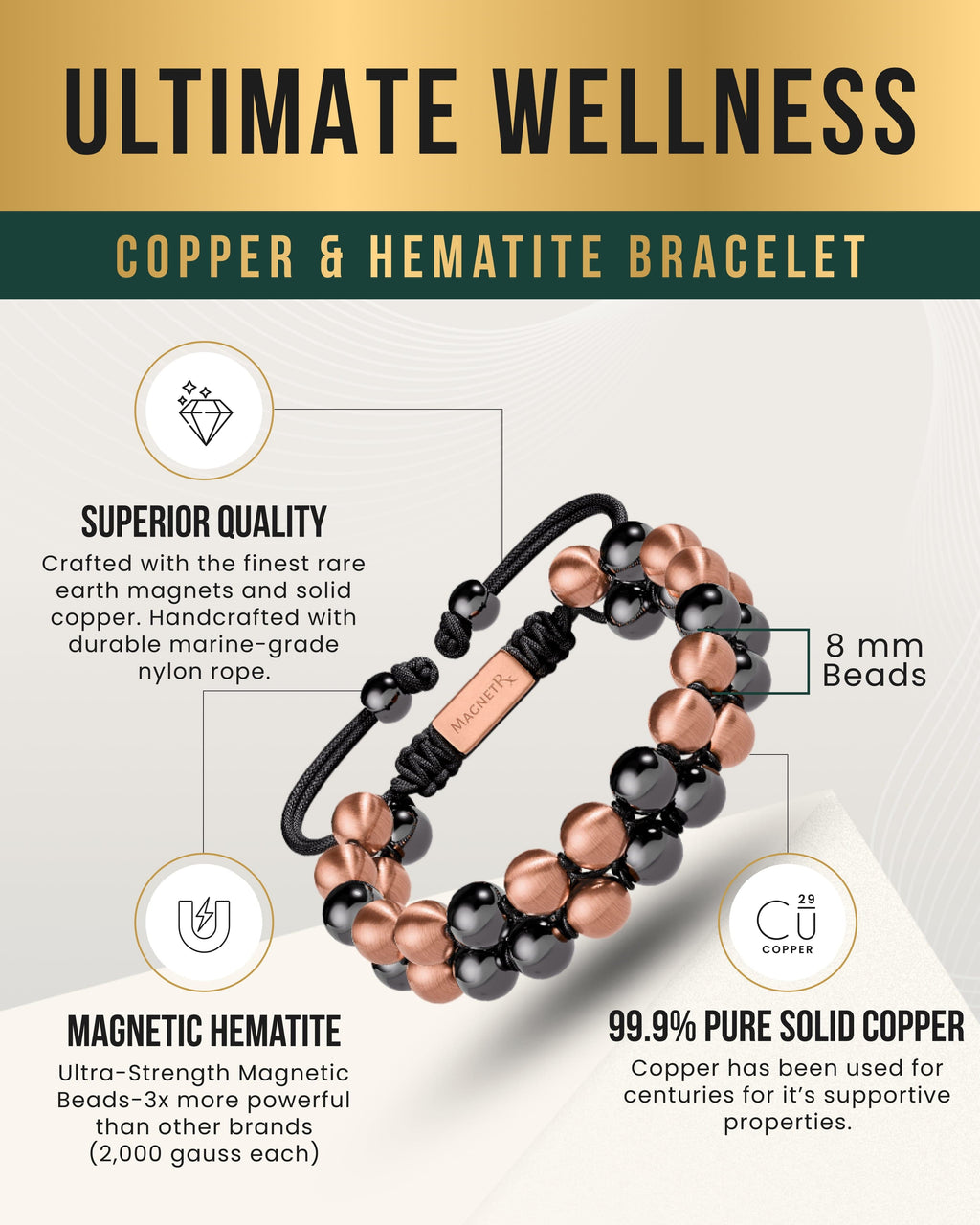 MagnetRX MAX Strength Magnetic Hematite & Copper Bracelet (Double Row) — bracelet category context