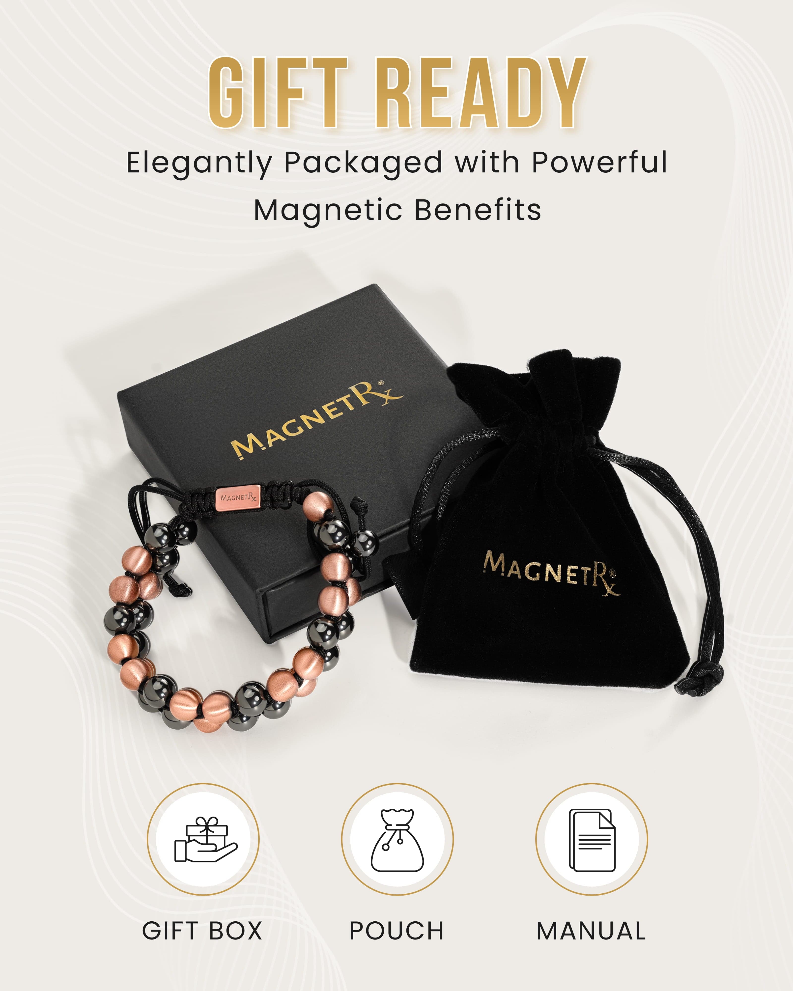 MagnetRX MAX Strength Magnetic Hematite & Copper Bracelet (Double Row) — detail shot 6