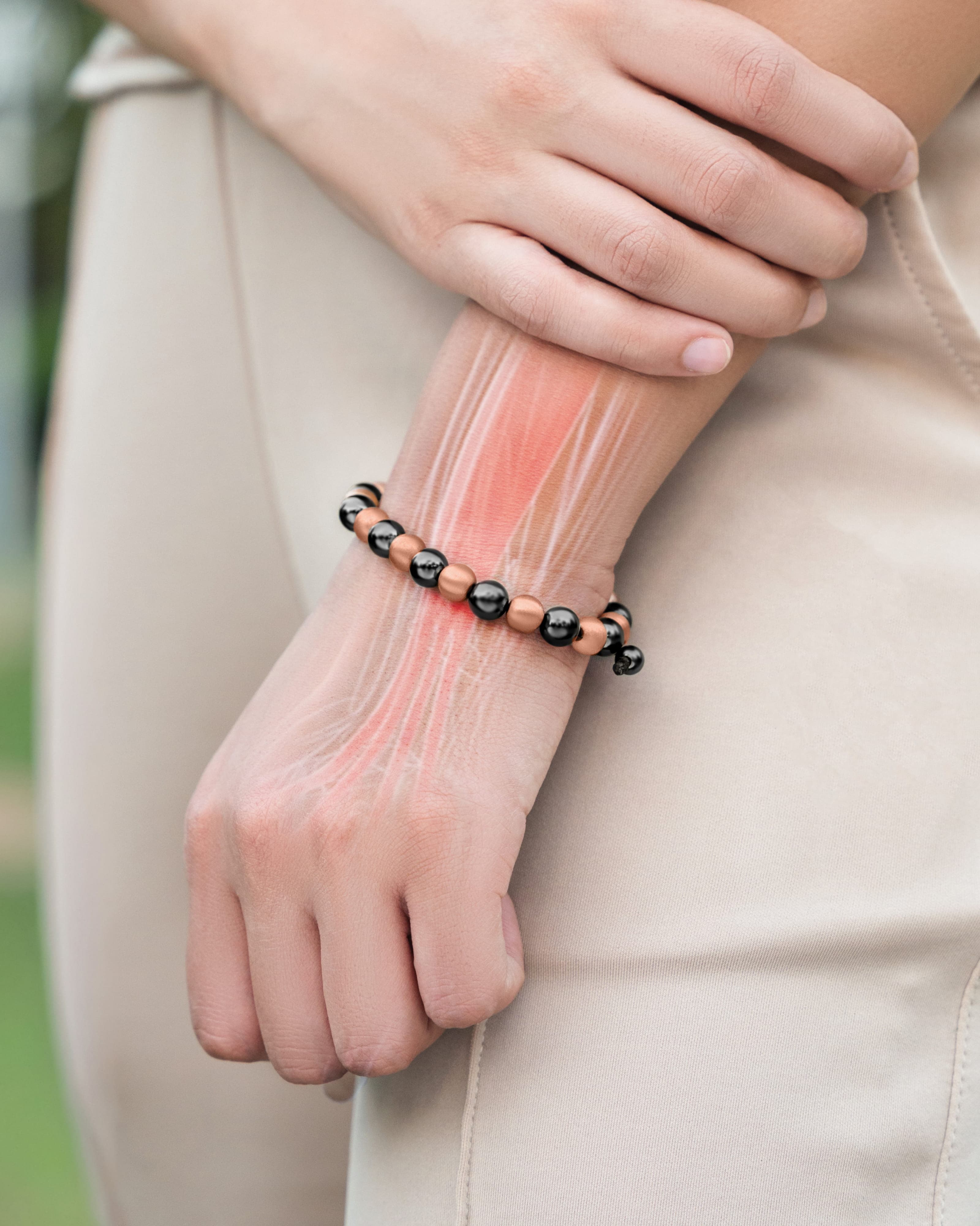 MagnetRX MAX Strength Magnetic Hematite & Copper Bracelet (Single Row) — construction detail