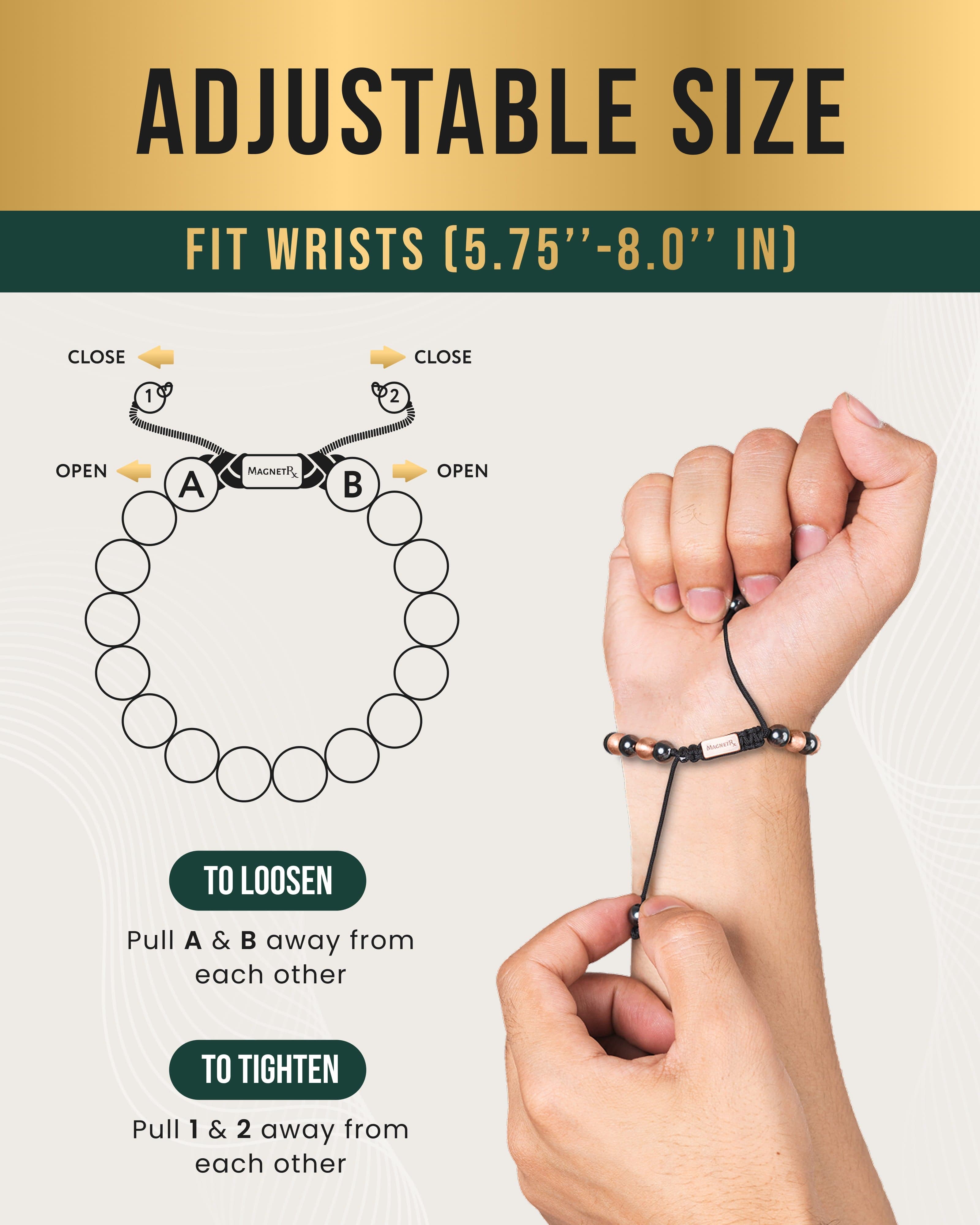 MagnetRX MAX Strength Magnetic Hematite & Copper Bracelet (Single Row) — lifestyle worn / used context