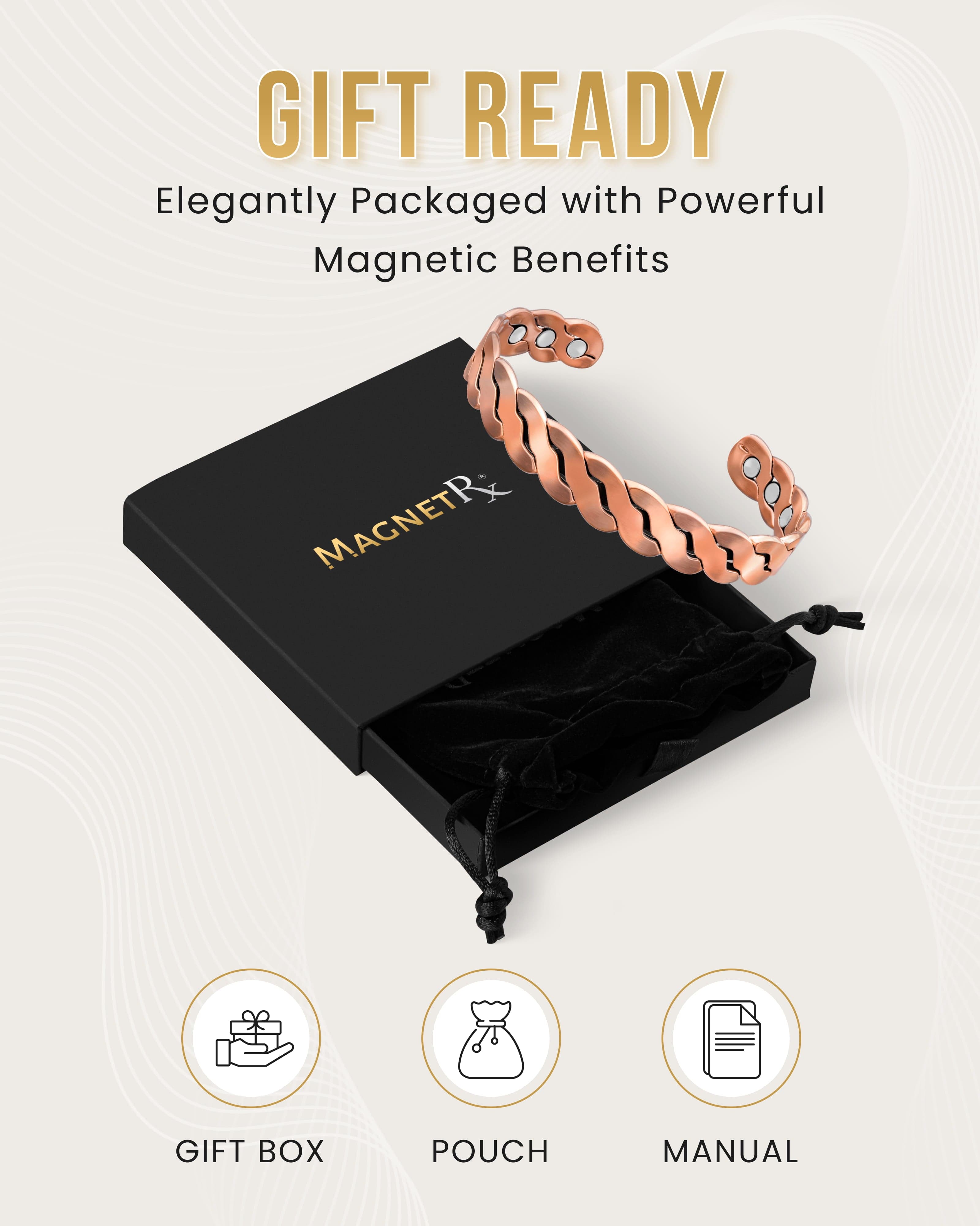 MagnetRX Rugged Twist Copper Magnetic Therapy Bracelet Bangle — detail shot 8