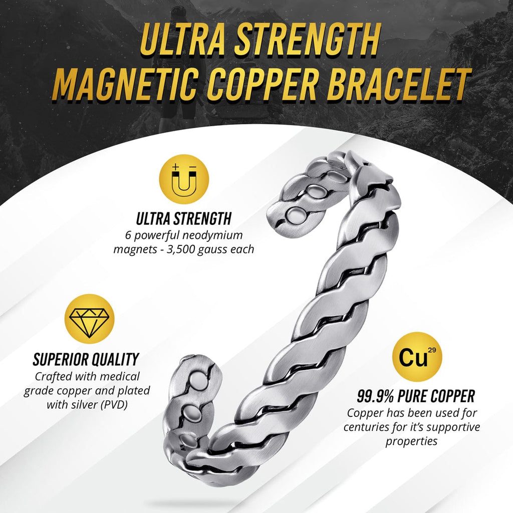 MagnetRX Rugged Twist Magnetic Therapy Bracelet Silver Bangle — bracelet category context