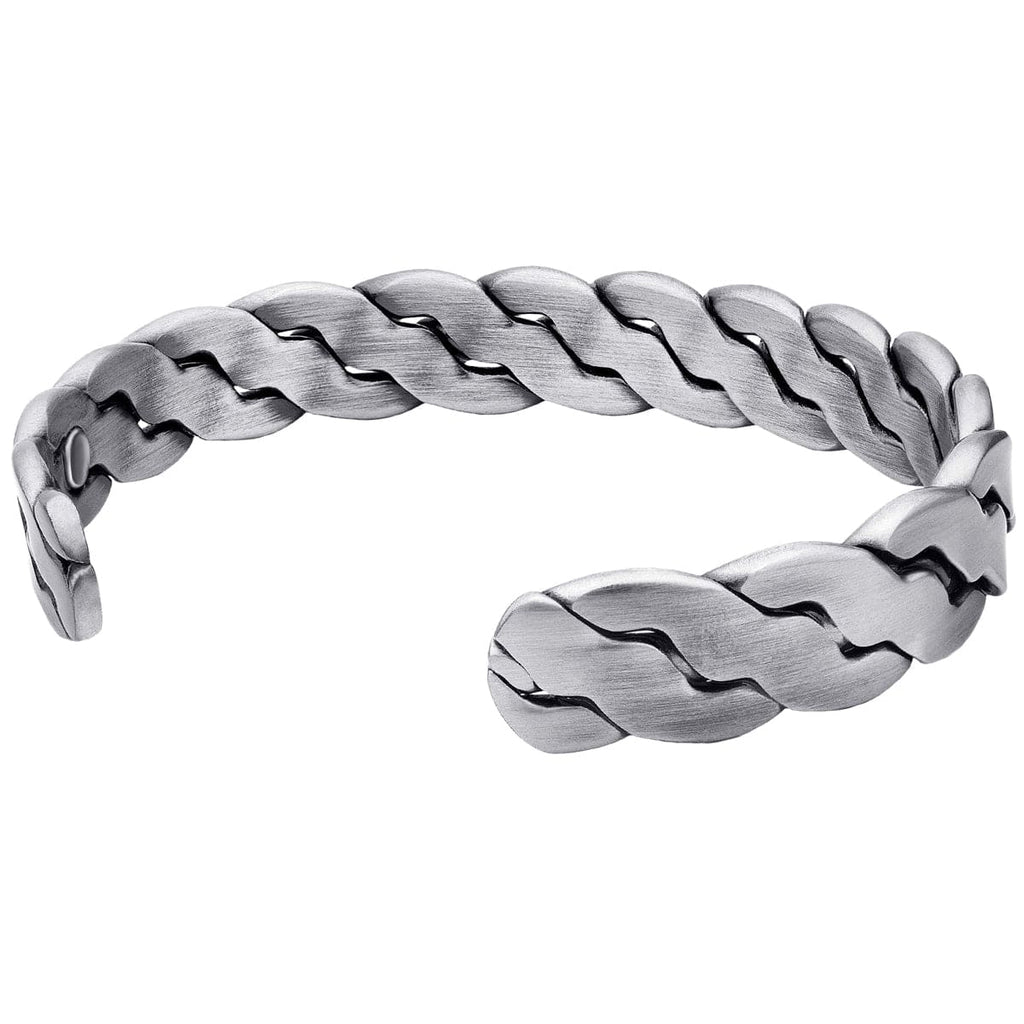 MagnetRX Rugged Twist Magnetic Therapy Bracelet Silver Bangle — detail shot 9