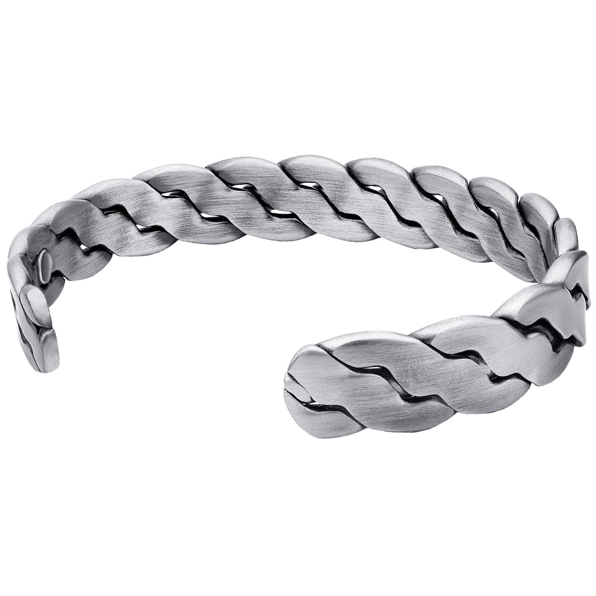 MagnetRX Rugged Twist Magnetic Therapy Bracelet Silver Bangle — detail shot 9