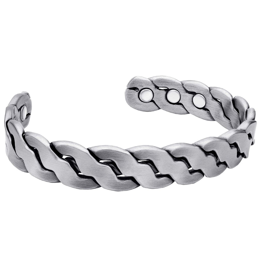 MagnetRX Rugged Twist Magnetic Therapy Bracelet Silver Bangle — detail shot 8
