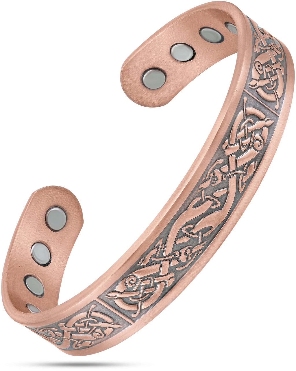 MagnetRX Stamped Viking Magnetic Copper Bracelet Cuff for Men — main product shot