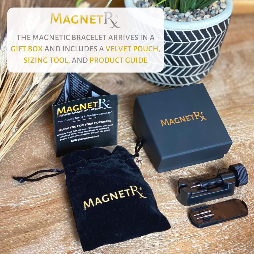 MagnetRX Ultra Strength Magnetic Therapy Bracelet Black Arrow Chain — size reference