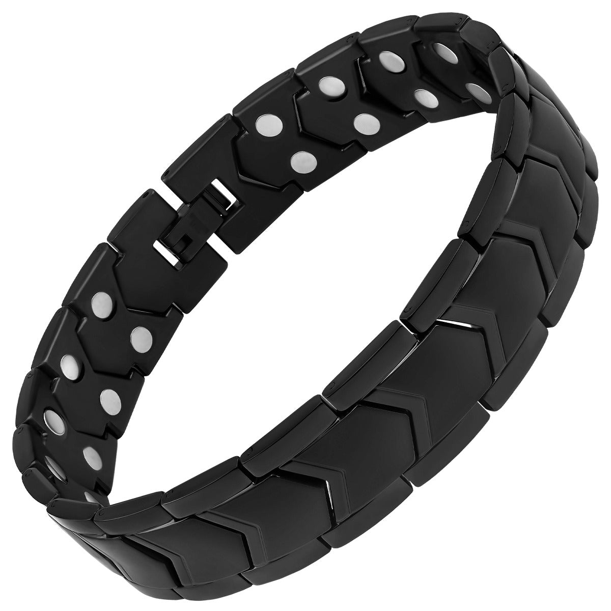 MagnetRX Ultra Strength Magnetic Therapy Bracelet Black Arrow Chain — color detail