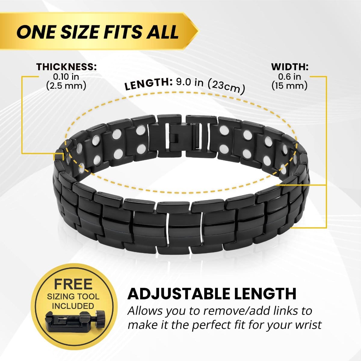 MagnetRX Ultra Strength Magnetic Therapy Bracelet Black Classic — lifestyle worn / used context