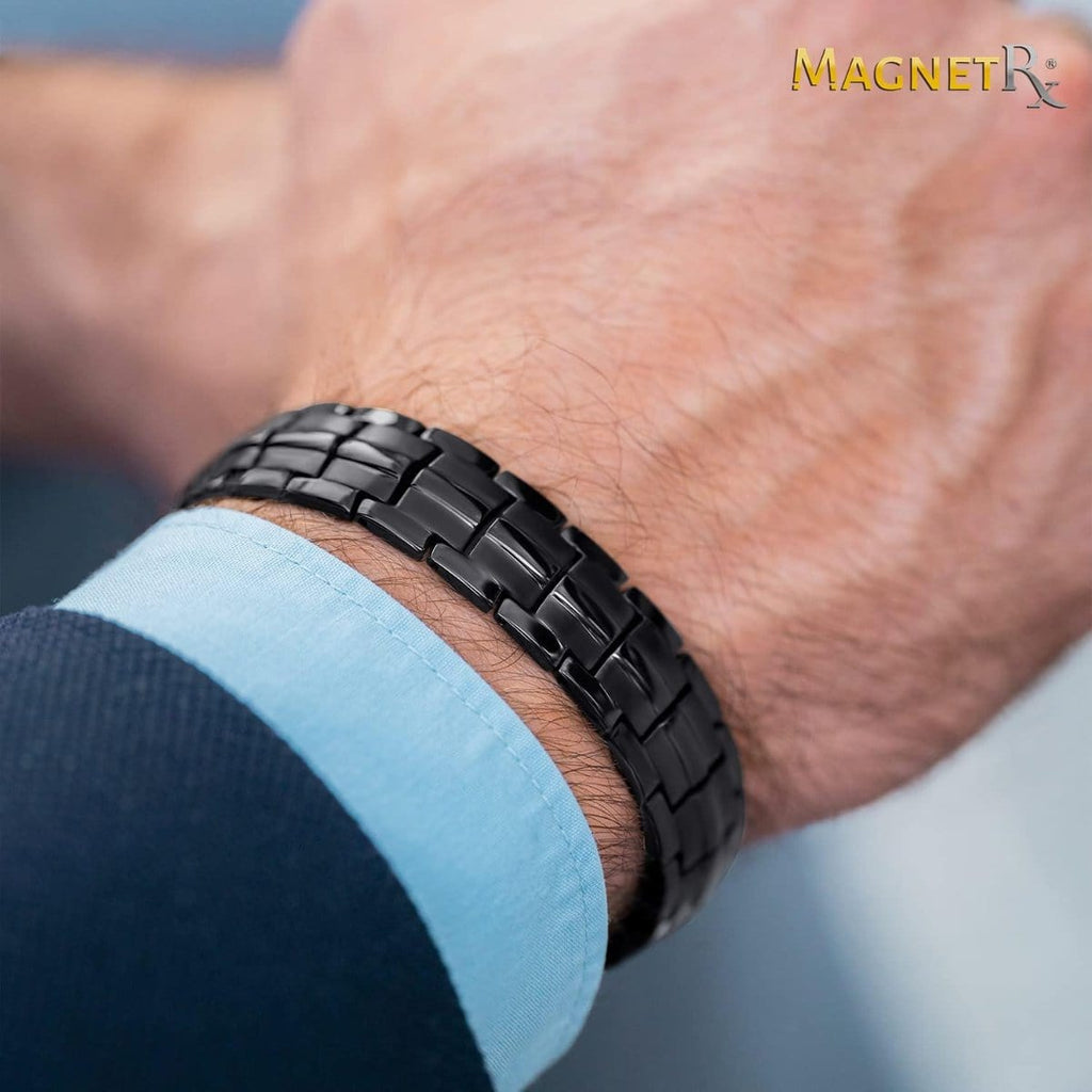 MagnetRX Ultra Strength Magnetic Therapy Bracelet Black Classic — Black detail
