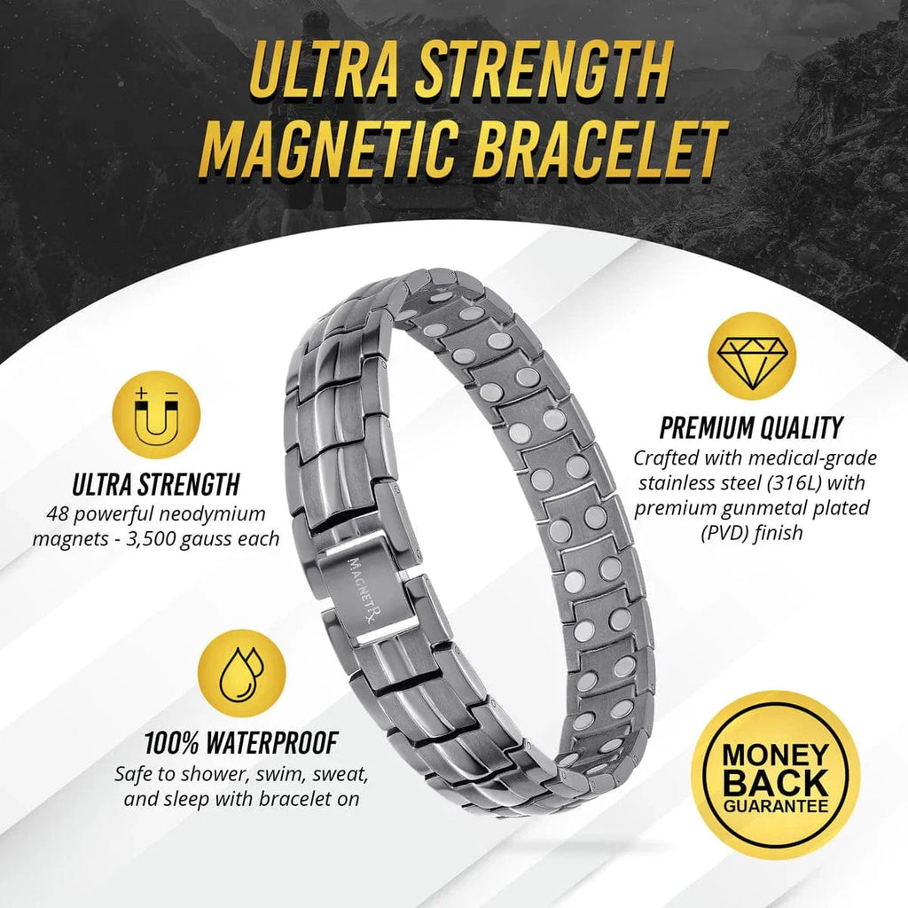 MagnetRX Ultra Strength Magnetic Therapy Bracelet Gunmetal Gray Classic — bracelet category context