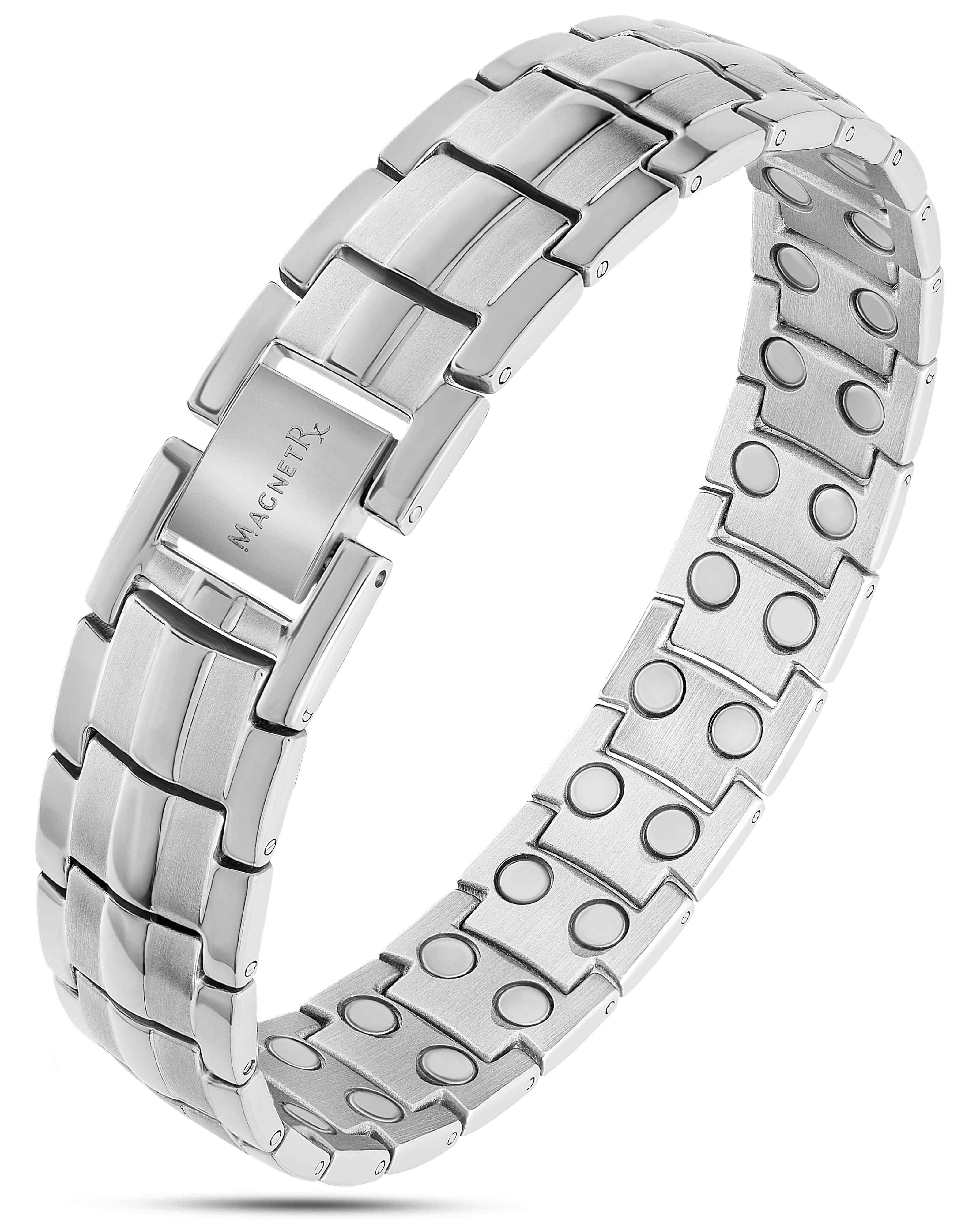 MagnetRX Ultra Strength Magnetic Therapy Bracelet Silver Classic — main product shot