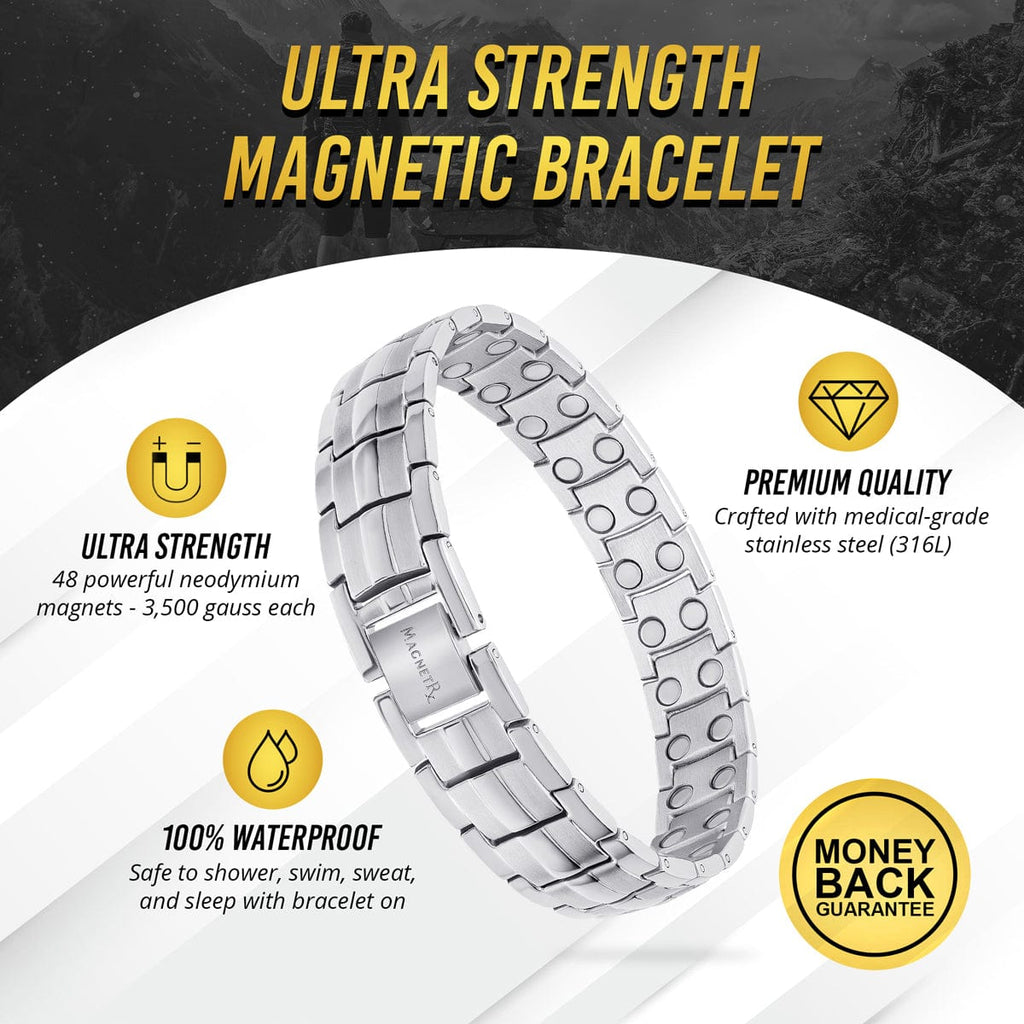 MagnetRX Ultra Strength Magnetic Therapy Bracelet Silver Classic — bracelet category context