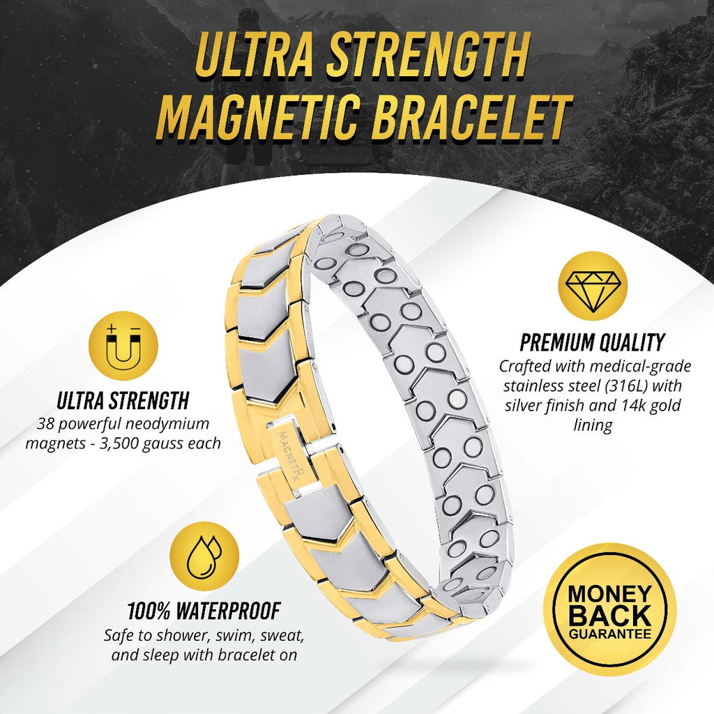 MagnetRX Ultra Strength Silver & Gold Arrow Chain Magnetic Therapy Bracelet — bracelet category context