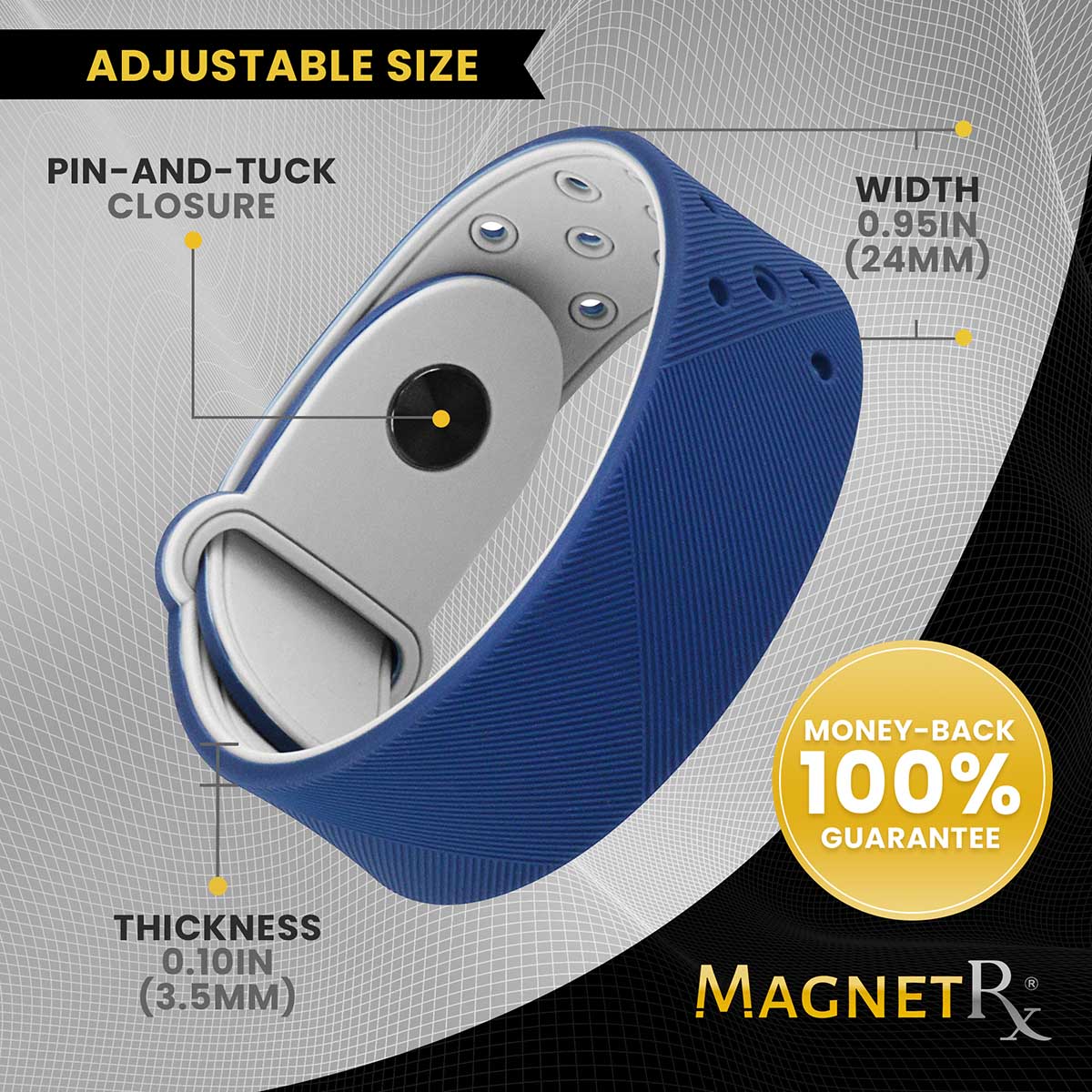 MagnetRX Ultra Strength Sports Magnetic Bracelet (Navy) — lifestyle worn / used context